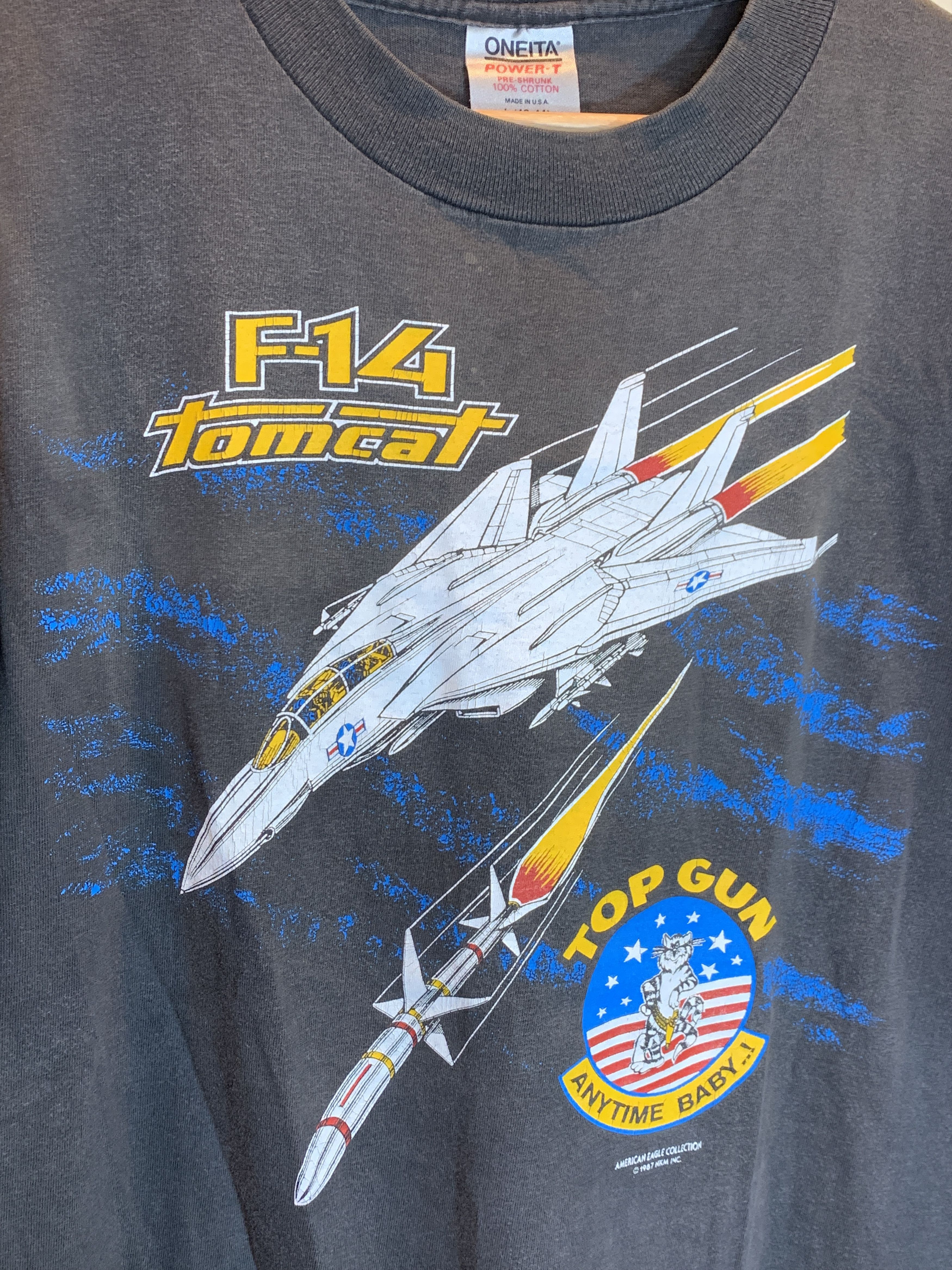 Vintage RARE Vintage 80s F14 Tomcat Top Gun Military Jet Plane Shirt Size US L / EU 52-54 / 3 - 3 Thumbnail