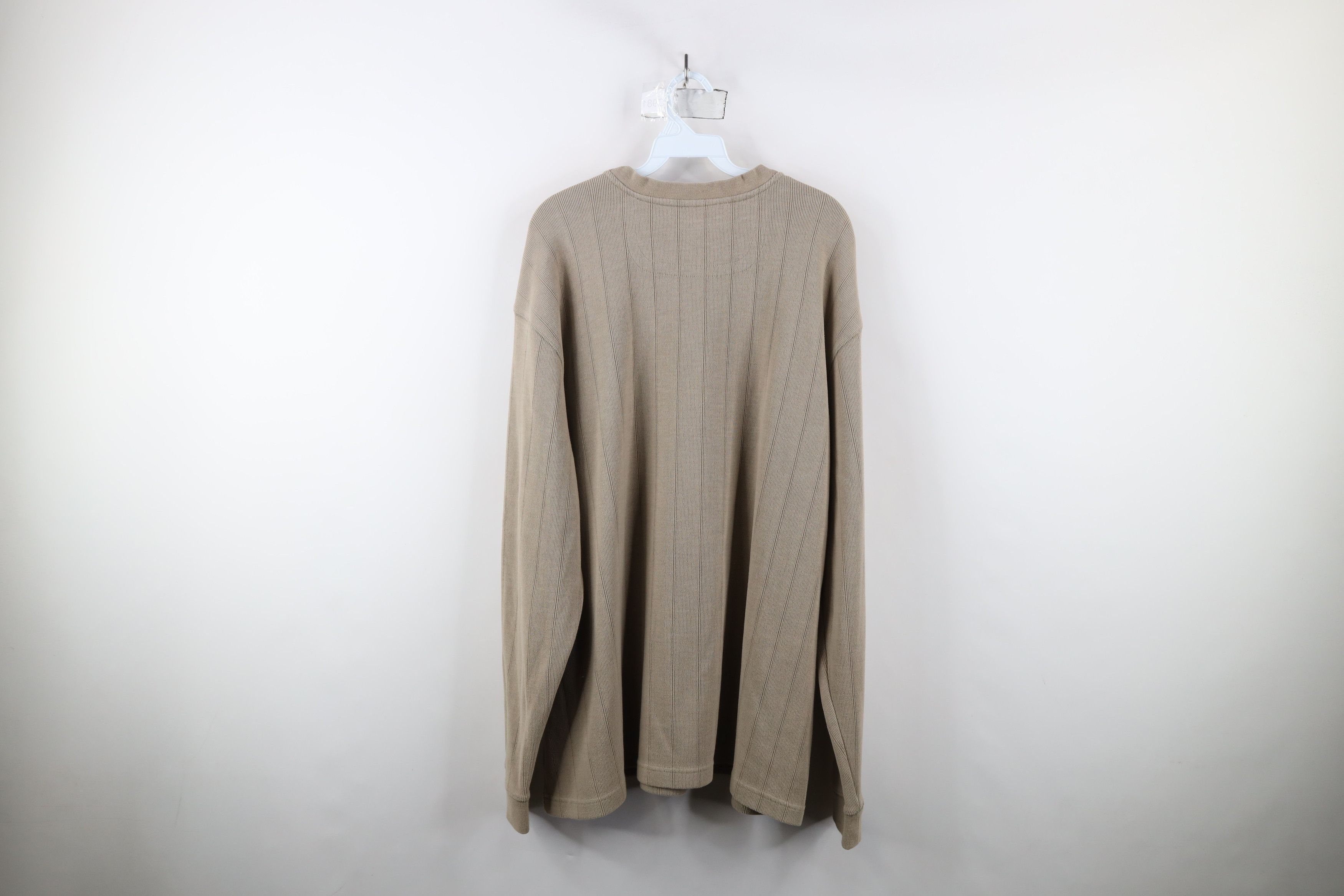 Columbia × Vintage Vintage Columbia Spell Out Ribbed Knit V-Neck Sweater Beige Size US XXL / EU 58 / 5 - 9 Thumbnail