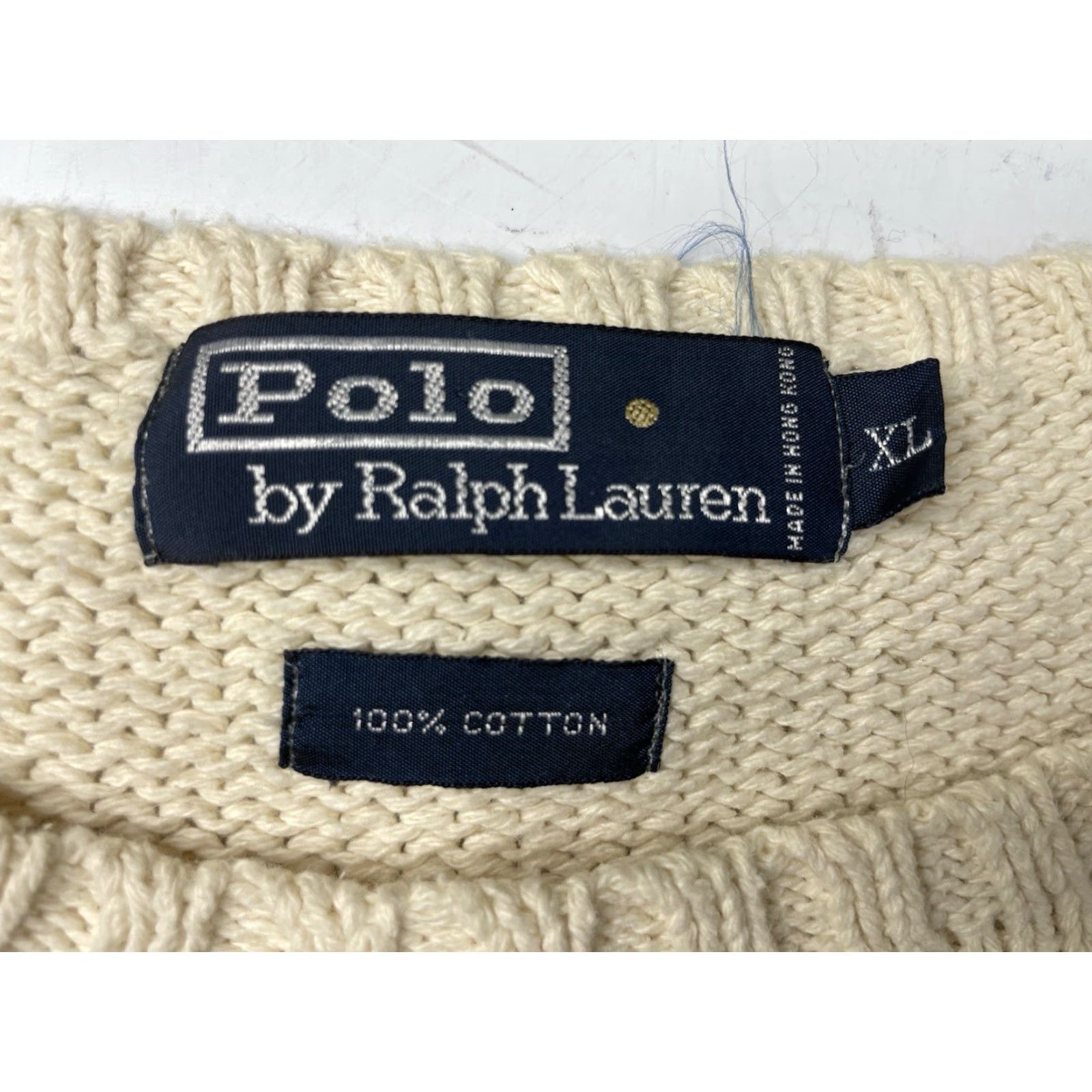 Polo Ralph Lauren VINTAGE Polo Ralph Lauren White Cotton Knit Pullover Crew Neck XL Men Sweater Size US XL / EU 56 / 4 - 3 Thumbnail