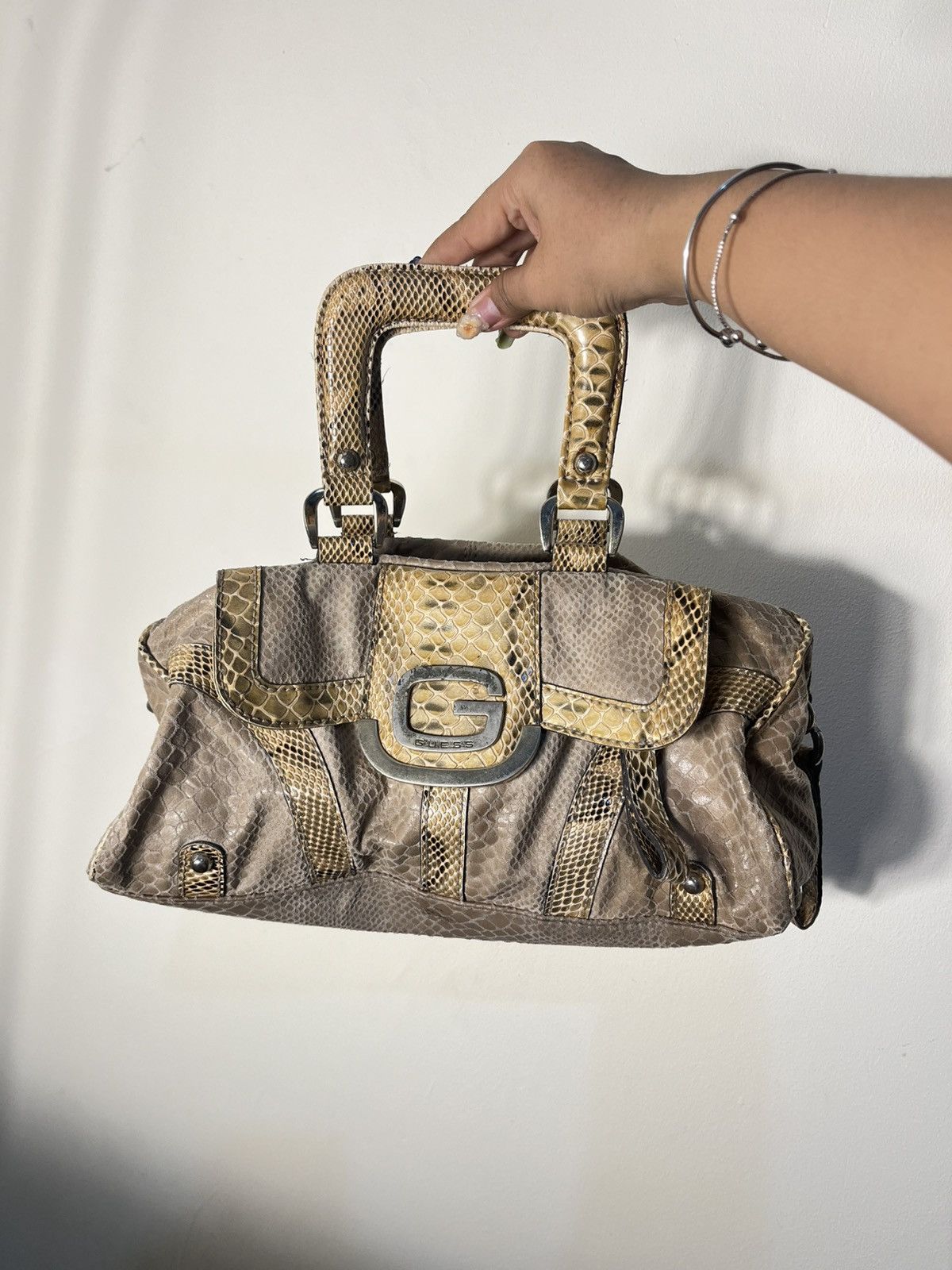 Japanese Brand Vtg guess snake skin handle bag Size ONE SIZE - 13 Thumbnail