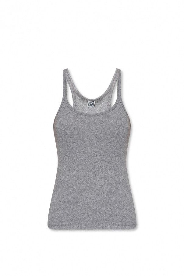 o1mle0525 Scoop Neck Rib Tank Top in Grey Melange