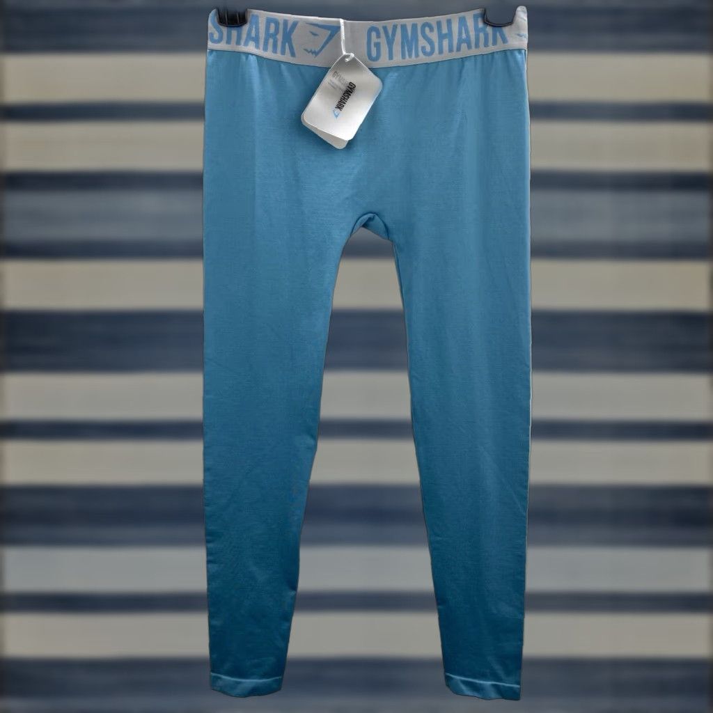 GYMSHARK Medium Women's Compression Leggings Activewear Dusky Teal Blue NWT