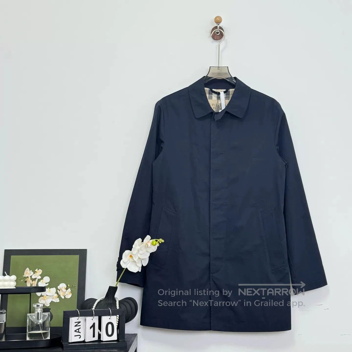 Burberry Burberry Navy Check Lined Trench Coat. Size S / US 4 / IT 40 - 1 Thumbnail