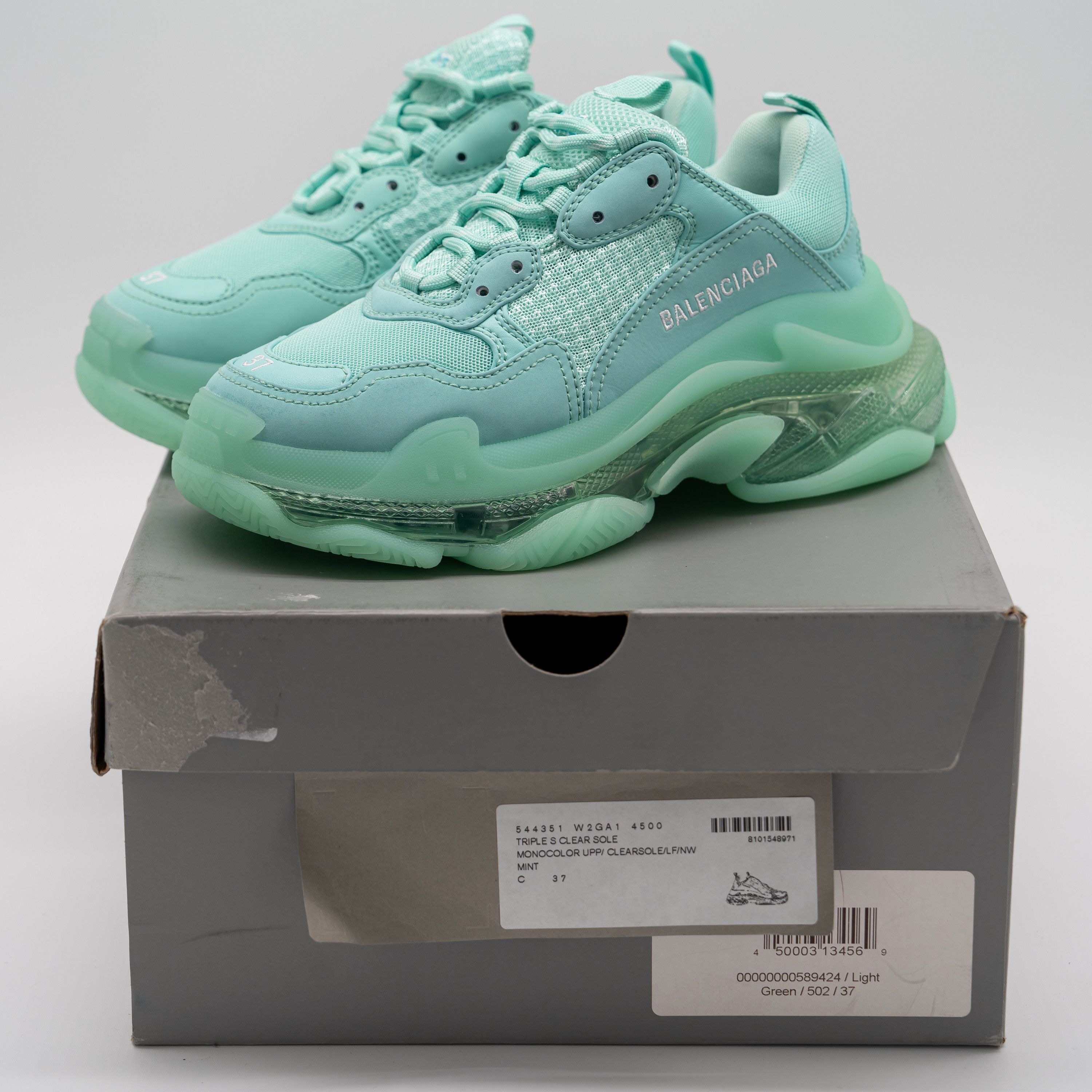 Balenciaga 37 EU / 7 US Balenciaga Triple S Sneakers Mint Green Size US 7 / IT 37 - 11 Thumbnail
