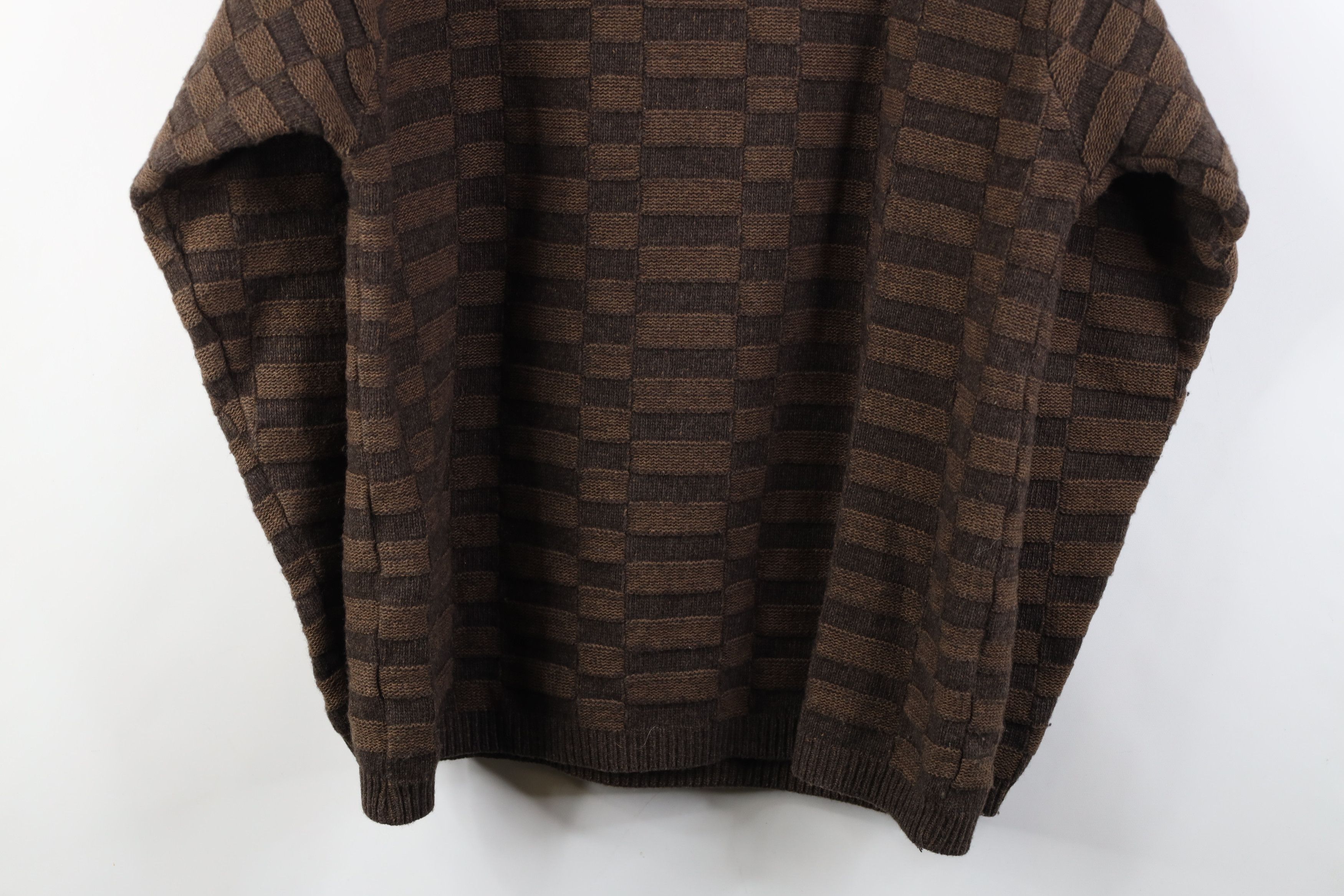Vintage Vintage 90s Streetwear Weave Knit Crewneck Sweater Brown Size US M / EU 48-50 / 2 - 9 Thumbnail