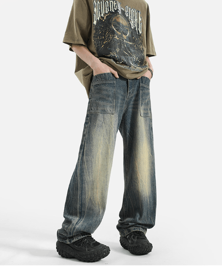 Japanese Brand × Jean High street men's cleanfit washed straight flared jeans Size US 34 / EU 50 - 3 Thumbnail
