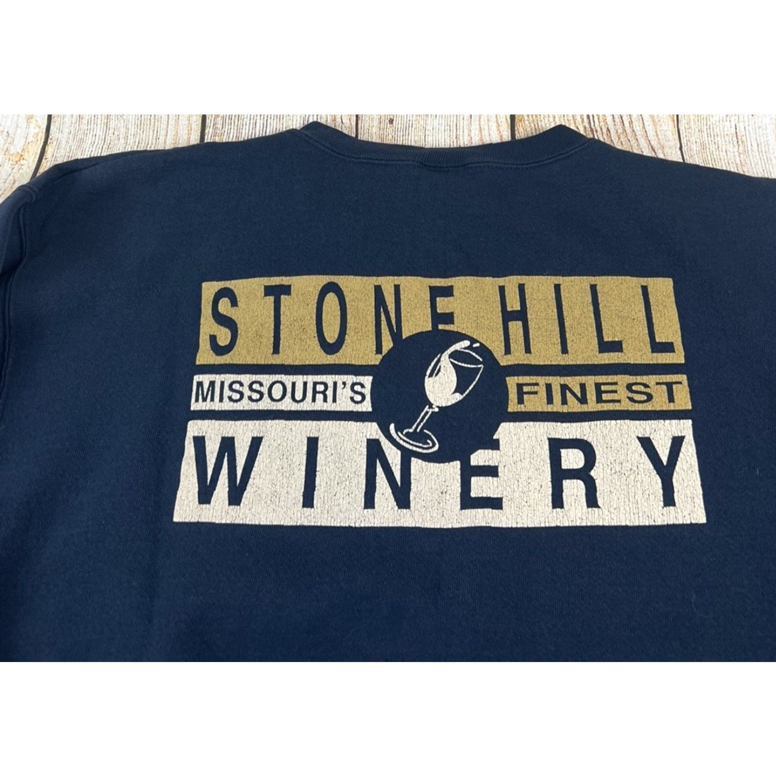 Vintage VINTAGE 90s Distressed Sweatshirt Men XL Beige Stone Hill Winery Missouri Pullover Cotton Alore Beige 90s Mens XL Size US XL / EU 56 / 4 - 8 Thumbnail
