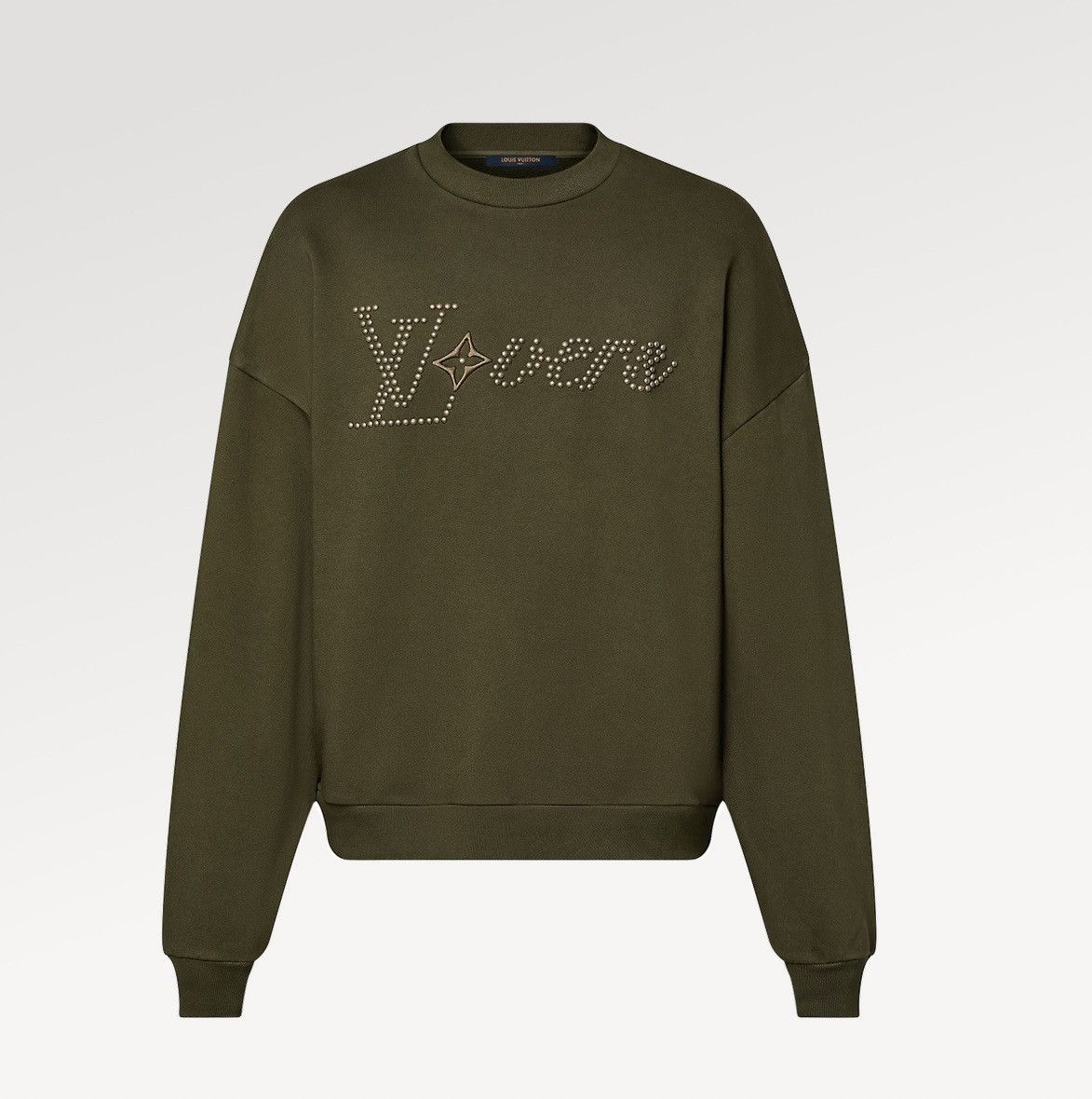 image of Louis Vuitton Cotton Signature Crewneck in Green, Men's (Size Small)