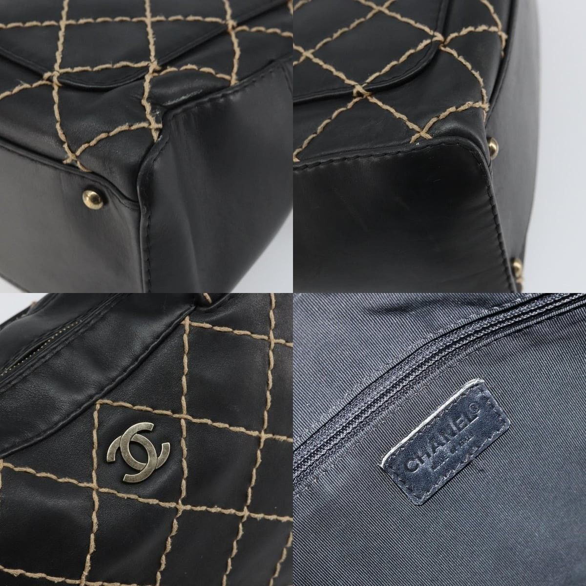Chanel Chanel Wild Stitch Handbag Leather Black Gold CC Size ONE SIZE - 6 Thumbnail
