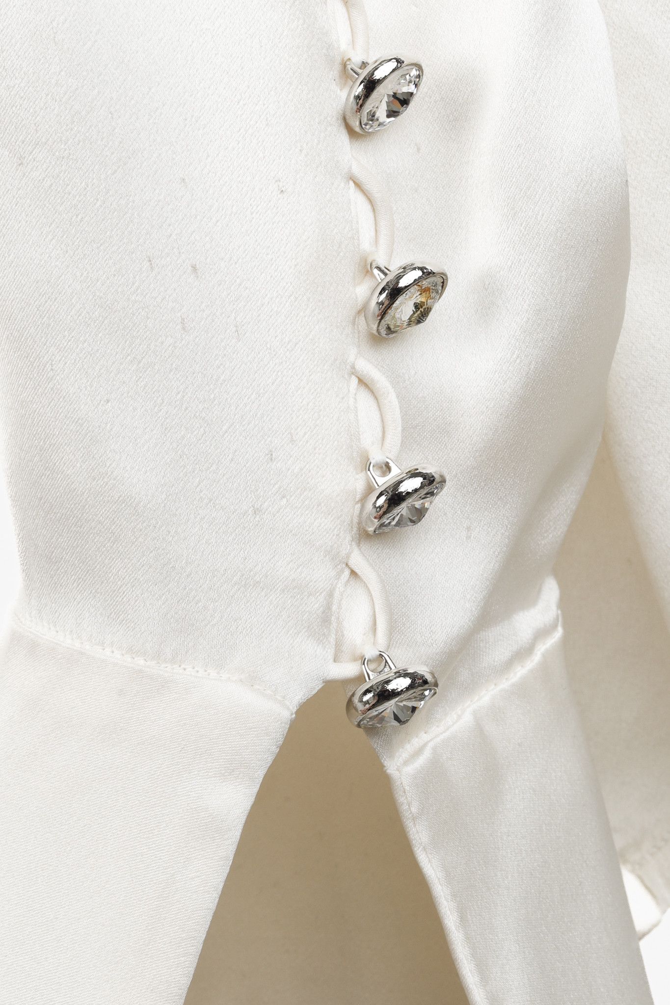 Escada Escada Jewel Button Cream Silk Blouse Size L / US 10 / IT 46 - 7 Thumbnail
