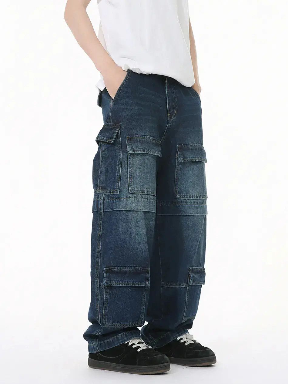 Japanese Brand Retro loose patchwork pocket jeans Size US 32 / EU 48 - 4 Thumbnail