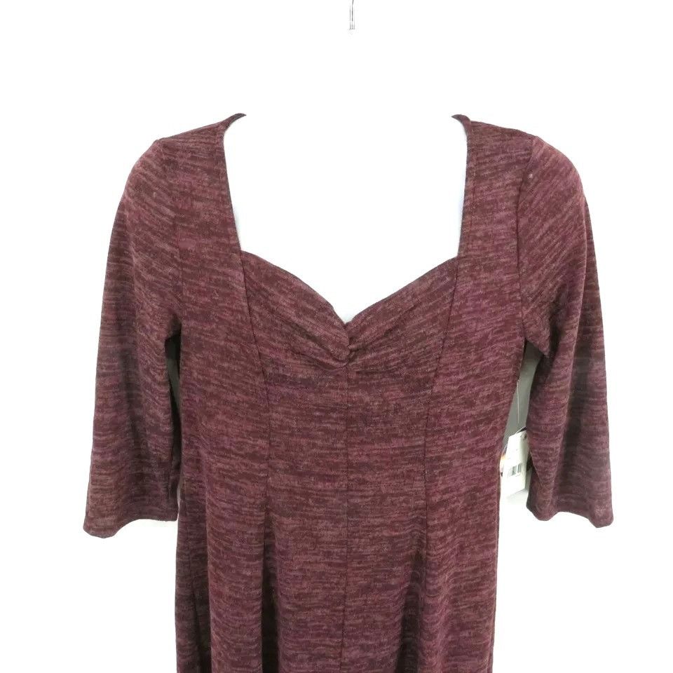 Other Bebop Maroon 3/4 Sleeve V-Neck Flowy Dress XXL NWT $39 Size XXL / US 16-18 / IT 52-54 - 2 Thumbnail