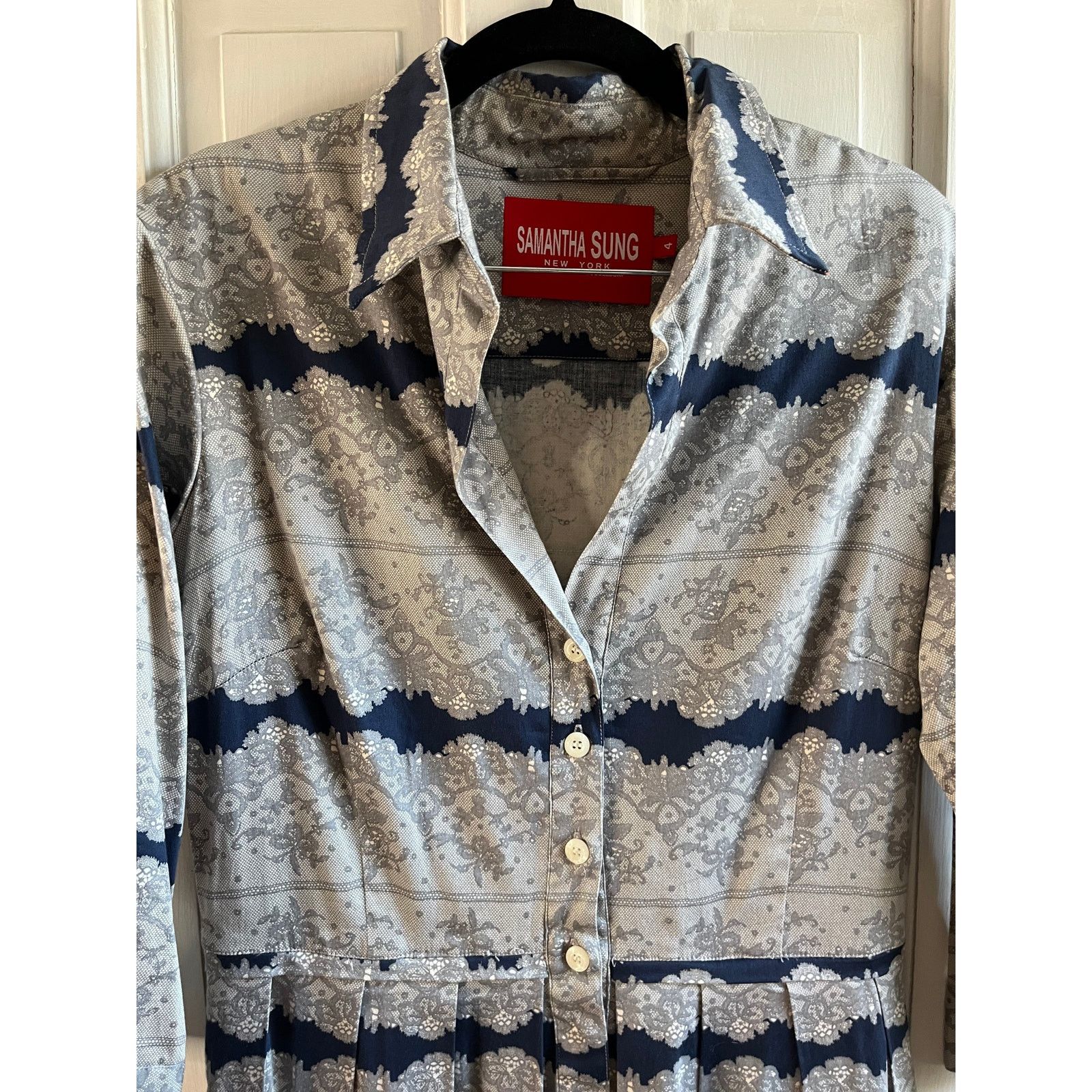 Samantha Sung amantha Sung Audrey Shirt Dress | Lace Batik Print | Sz 4 Size S / US 4 / IT 40 - 6 Thumbnail