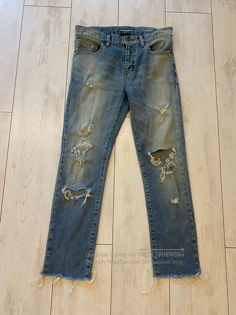 Saint Laurent Paris Saint Laurent Paris Blue ripped skinny jeans Size US 29 - 1 Thumbnail