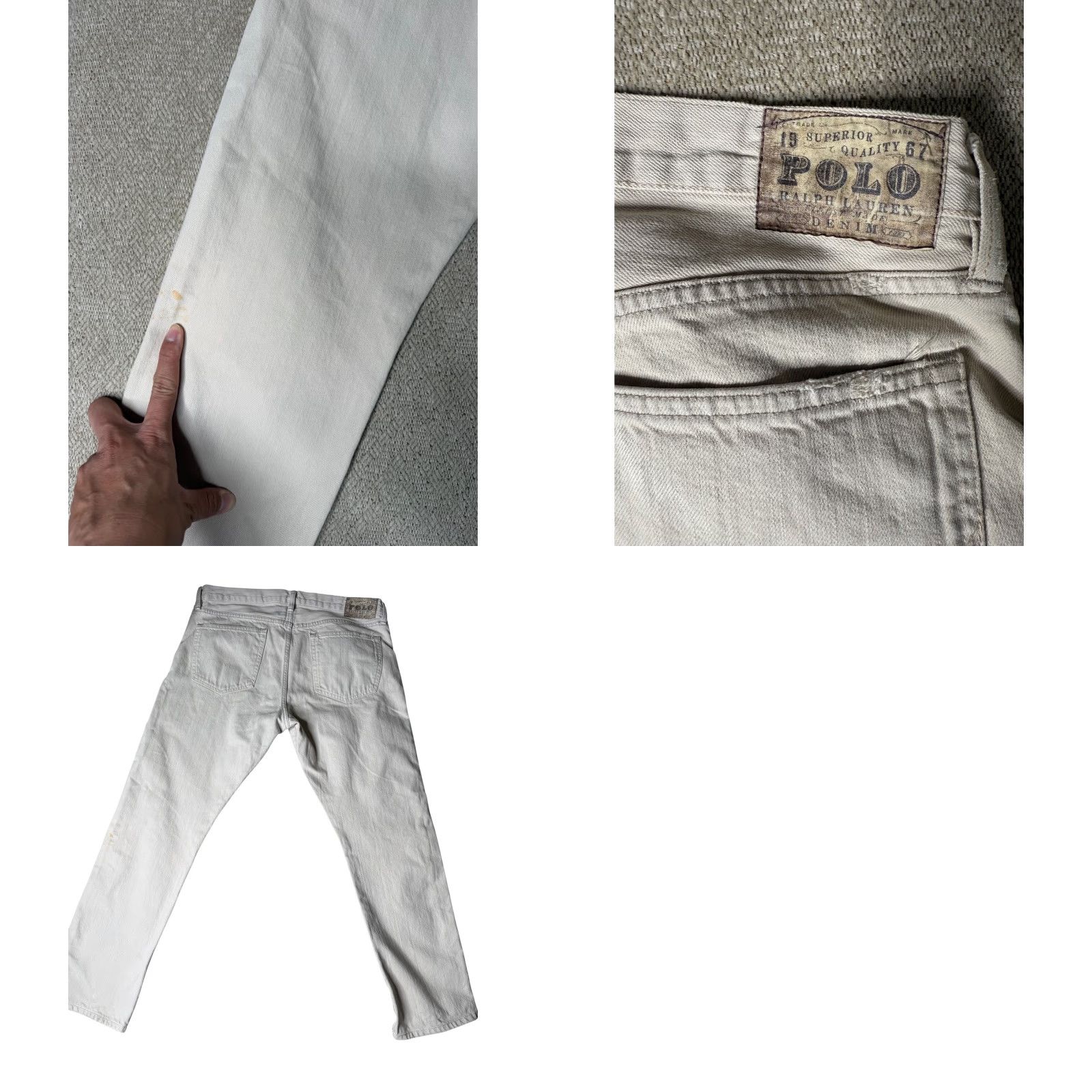 Polo Ralph Lauren Vtg Polo Ralph Lauren Jeans Slim Straight Hudson Bone Wash 34x30 Denim Men Beige Slim Straight Pocket Five Pocket Modern Ralph Lauren Jeans Mens Size US S / EU 44-46 / 1 - 8 Thumbnail