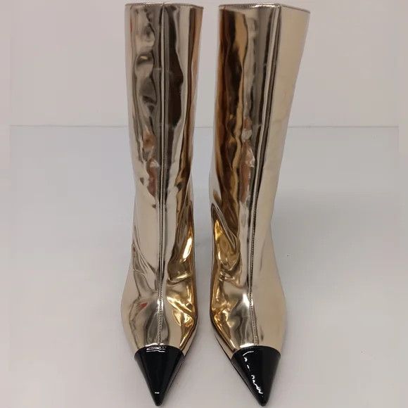 Jimmy Choo Jimmy Choo Cierra Metallic Cap-Toe Stiletto Booties - EU36.5 Size US 6.5 / IT 36.5 - 3 Thumbnail