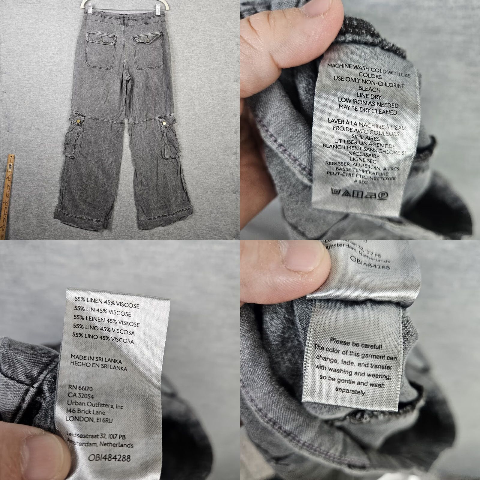 Anthropologie Anthropologie Women’s Cargo Pants Gray Linen Pockets Size 4 Regular Wide-Leg Front Flat Front Vintage No (adult) Size 27" / US 4 / IT 40 - 8 Thumbnail