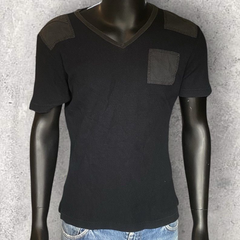 Helmut Lang 1998 Archive Military Mesh V Neck T Shirt Size US L / EU 52-54 / 3 - 5 Thumbnail
