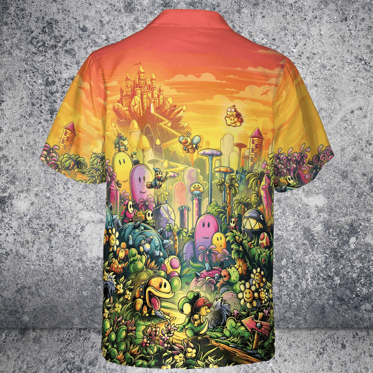 The Unbranded Brand Mushroom Kingdom Super Mario Orange Button Down Shirt Size US M / EU 48-50 / 2 - 3 Thumbnail