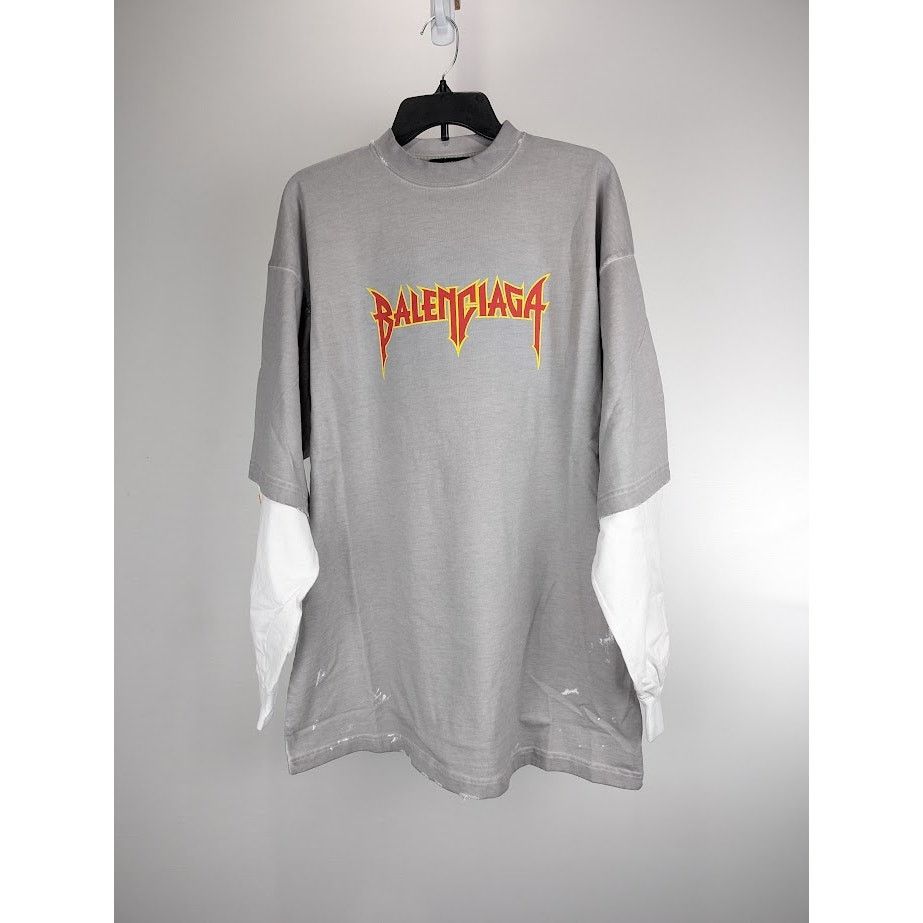 Balenciaga o1rshd1 Long Sleeve T-Shirt in Gray Size US S / EU 44-46 / 1 - 1 Thumbnail