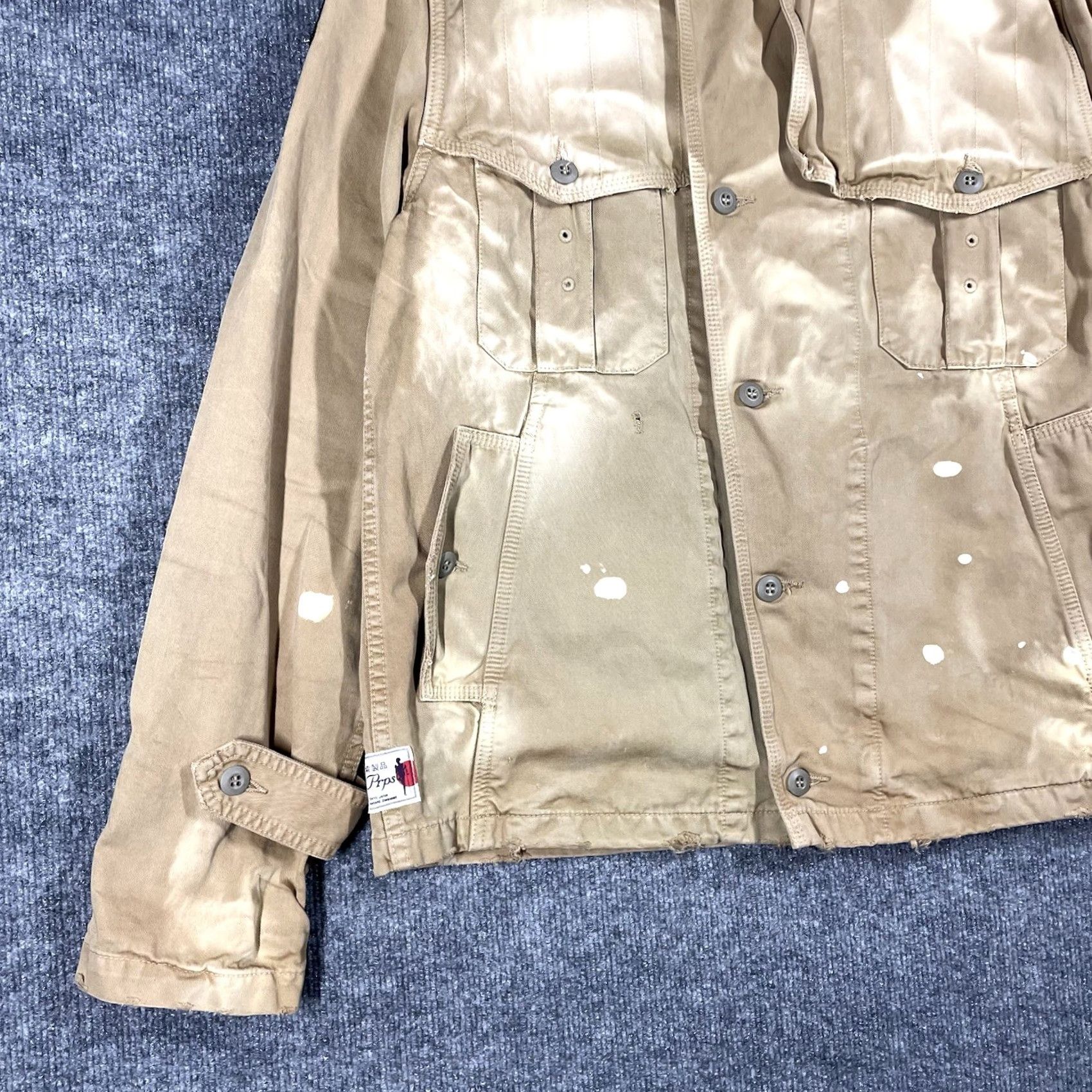 Prps VINTAGE PRPS x Zimbabwe Military Jacket L Mens Canvas Khaki Beige Distressed WWII 90s Japan Donwan Harrell Heritage Capstone Military Jacket Size US L / EU 52-54 / 3 - 4 Thumbnail