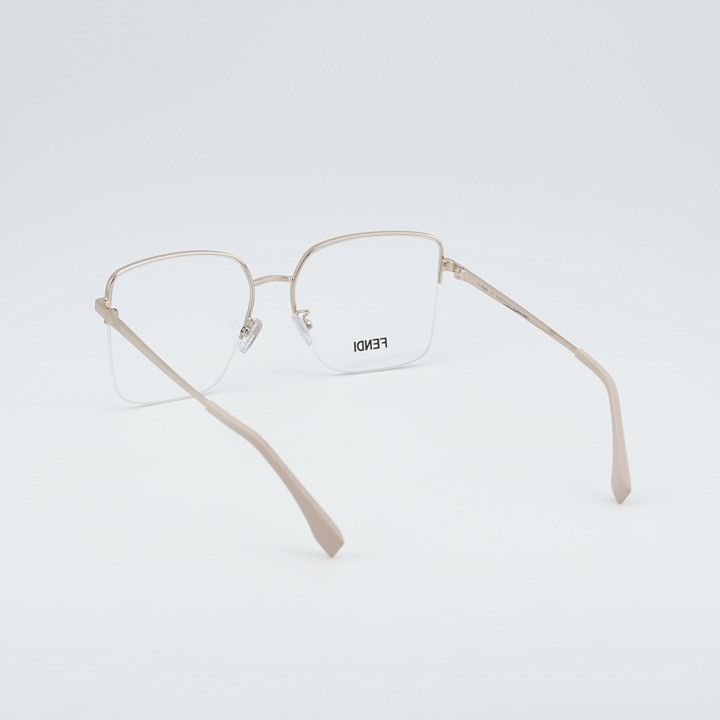 Fendi Fendi FE50091U 028 Semi Rim Eyeglasses Gold 56mm Square Fram Size ONE SIZE - 8 Thumbnail