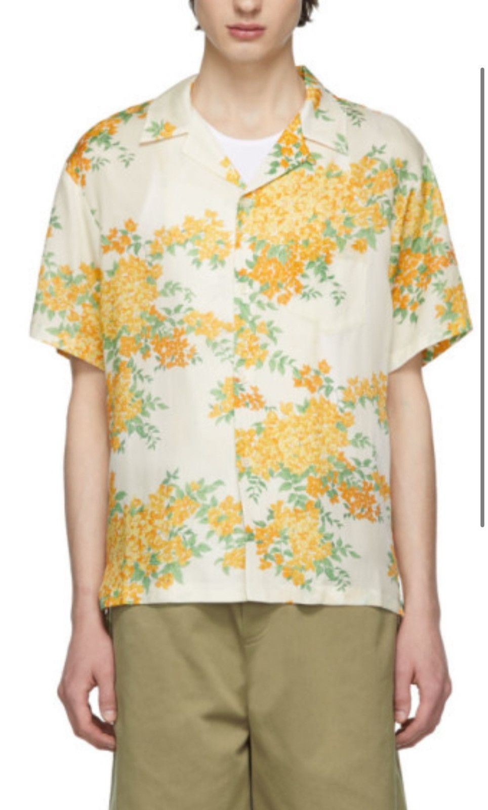 John Elliott John Elliot Off White Bougainvillea Floral Bowling 