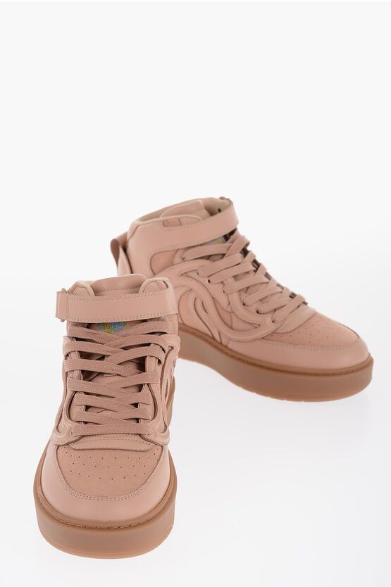 image of Stella Mccartney Vegan Leather S-Wave High-Top Sneakers in Pink, Women's (Size 10)