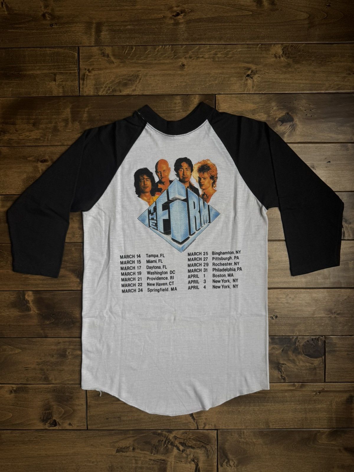 Vintage Vintage 80s Jimmy Page The Firm 3/4 Raglan Single Stitch Tee Size US M / EU 48-50 / 2 - 2 Thumbnail