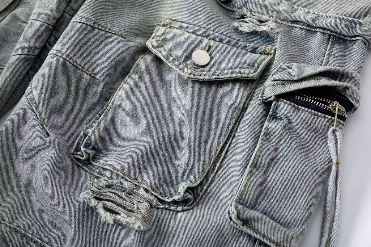 Japanese Brand × Jean Multi pocket ripped workwear wide leg cargo jeans Size US 28 / EU 44 - 8 Thumbnail