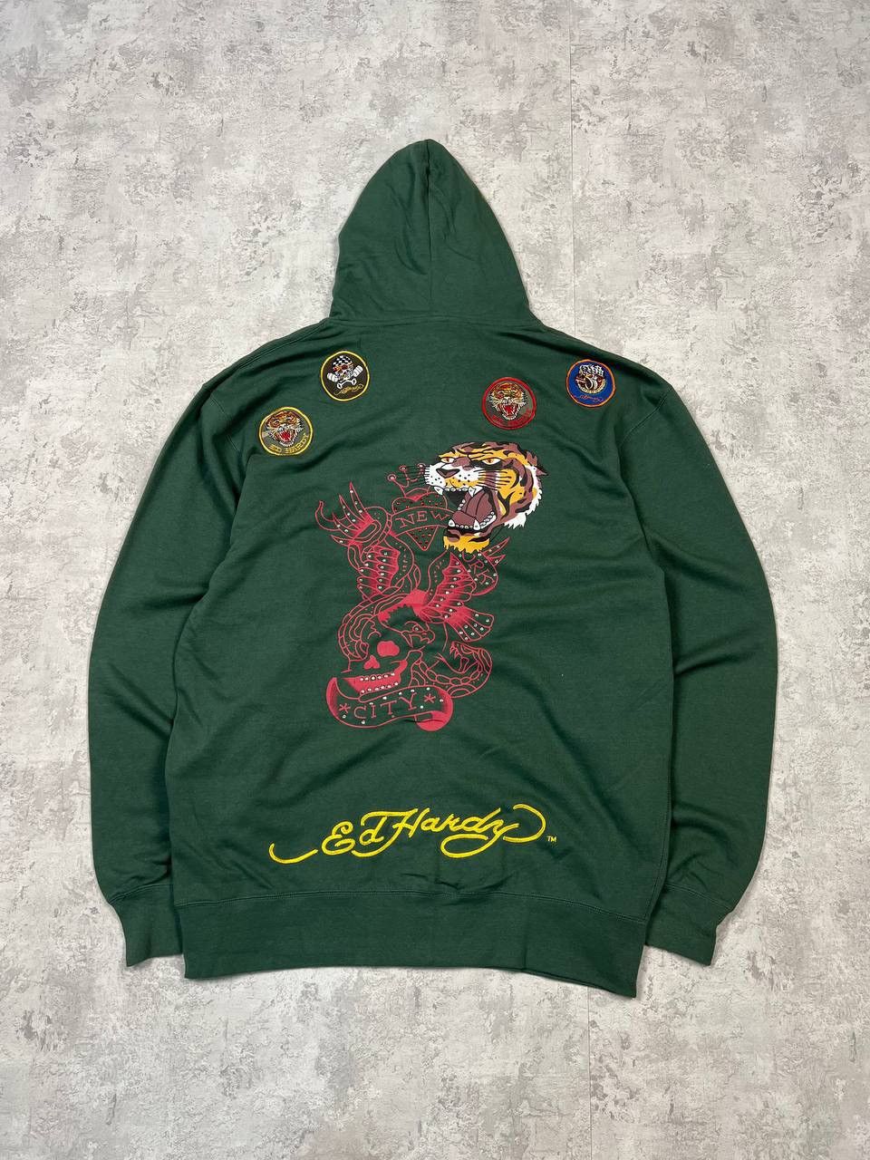 image of Christian Audigier x Ed Hardy Vintage Ed Hardy New York Tiger Y2K Zip Hoodie, Men's (Size 2XL)