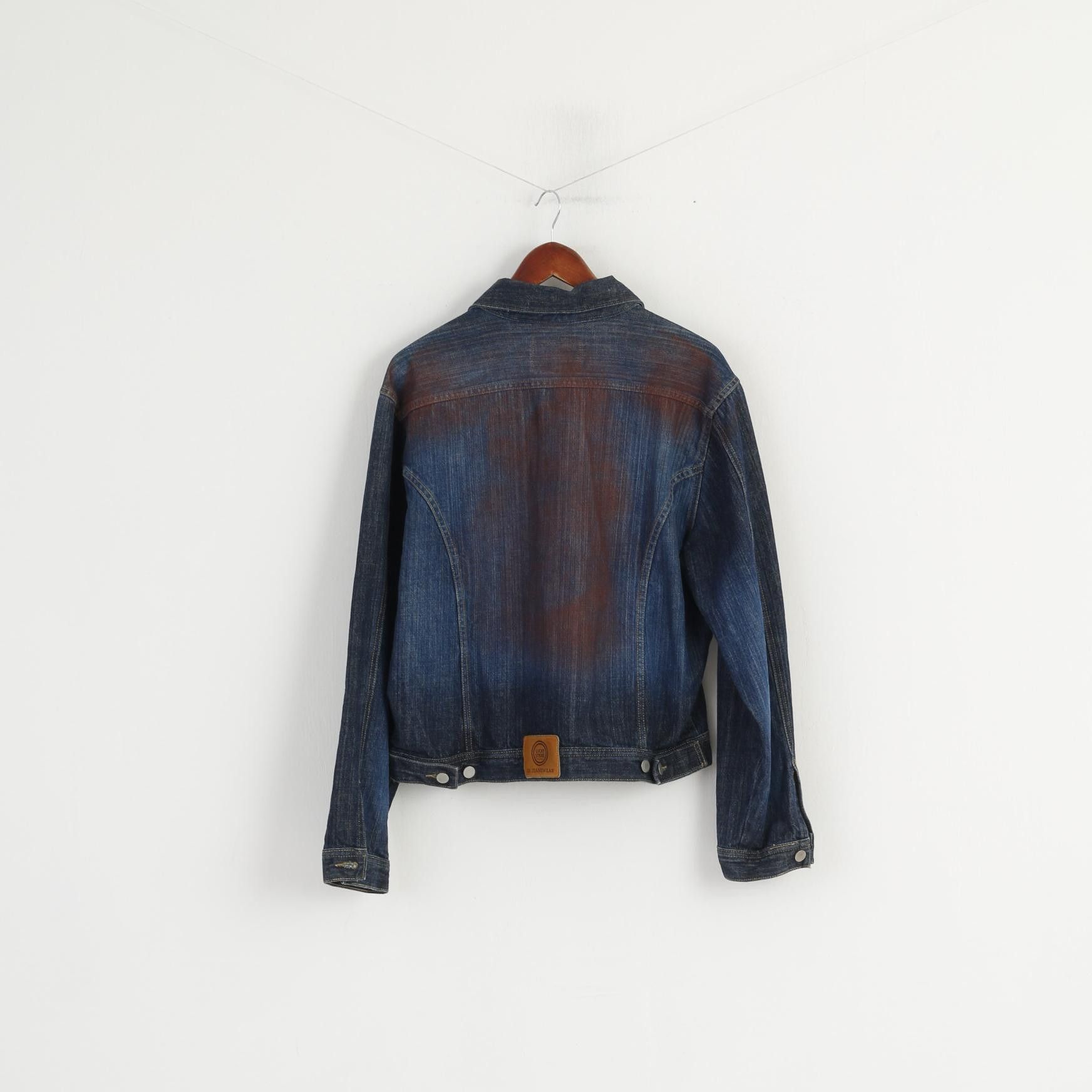 Vintage Lucky Strike Women XL (M) Denim Jacket Navy Cotton 6801 Size M / US 6-8 / IT 42-44 - 7 Thumbnail