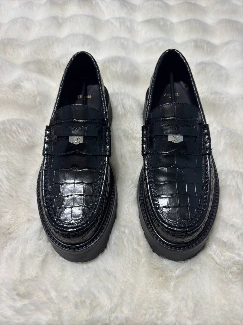Celine Crocodile-embossed Arc de Triomphe loafers shoes 250