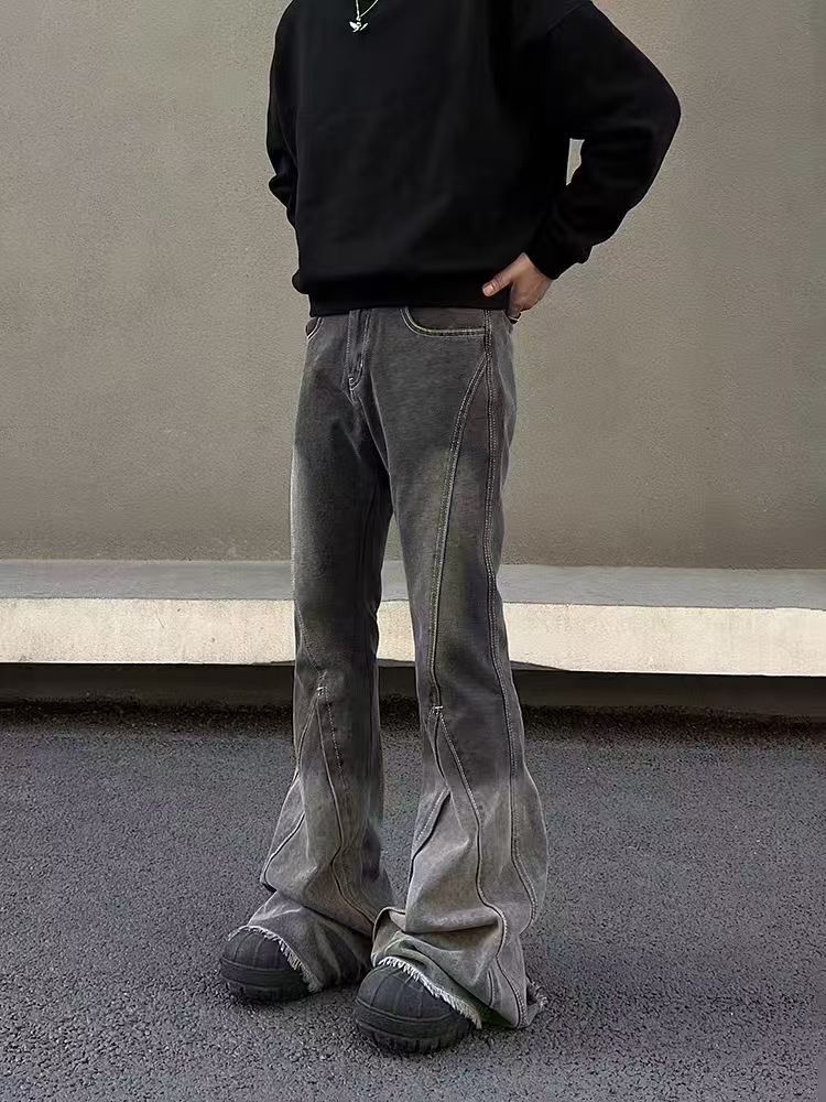 Japanese Brand × Jean Vintage Wash Micro Flare Gray Black Jeans Size US 34 / EU 50 - 2 Thumbnail