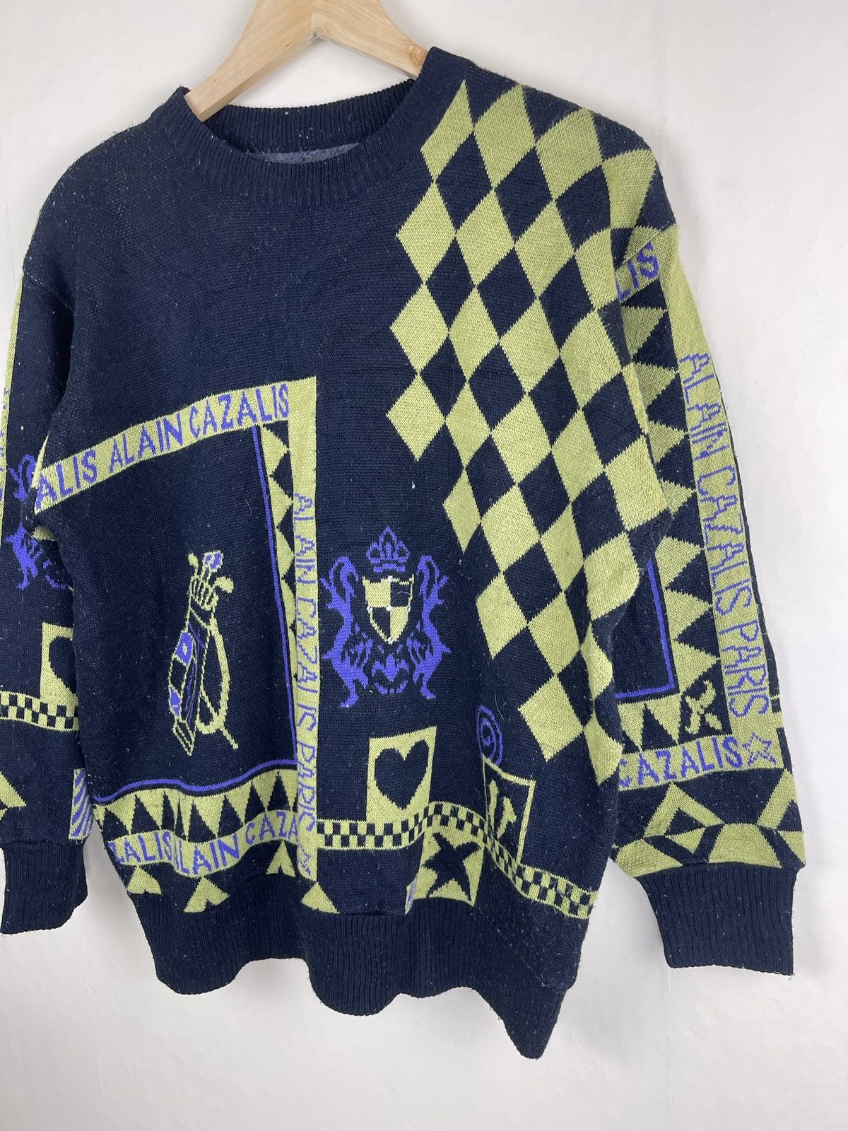 Designer × Vintage VINTAGE ALAIN CAZALIS PARIS FULL PRINTED KNIT SWEATSHIRT Size US M / EU 48-50 / 2 - 3 Thumbnail
