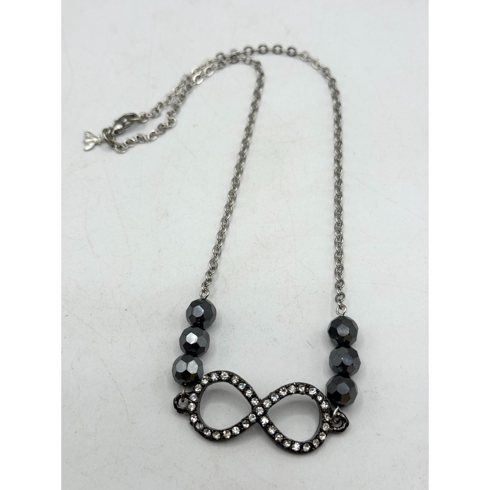 Vintage Vintage rhinestone infinity sign hematite semi precious bead Size ONE SIZE - 4 Thumbnail