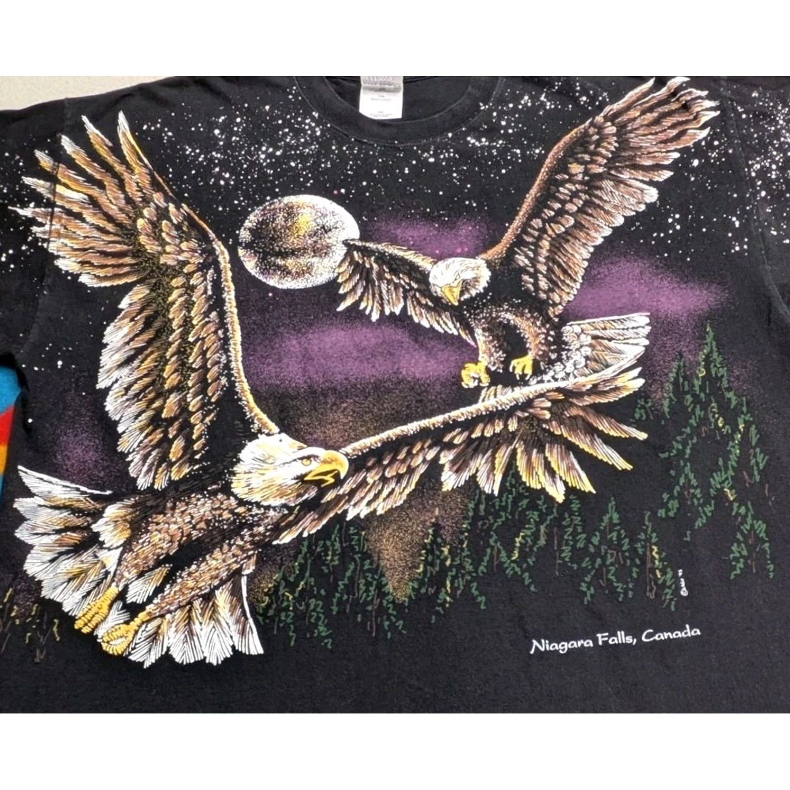 Gildan VINTAGE Eagle Shirt All Over Print 2XL 1995 Nigara Falls Canada Night Eagles AOP Size US XXL / EU 58 / 5 - 3 Thumbnail