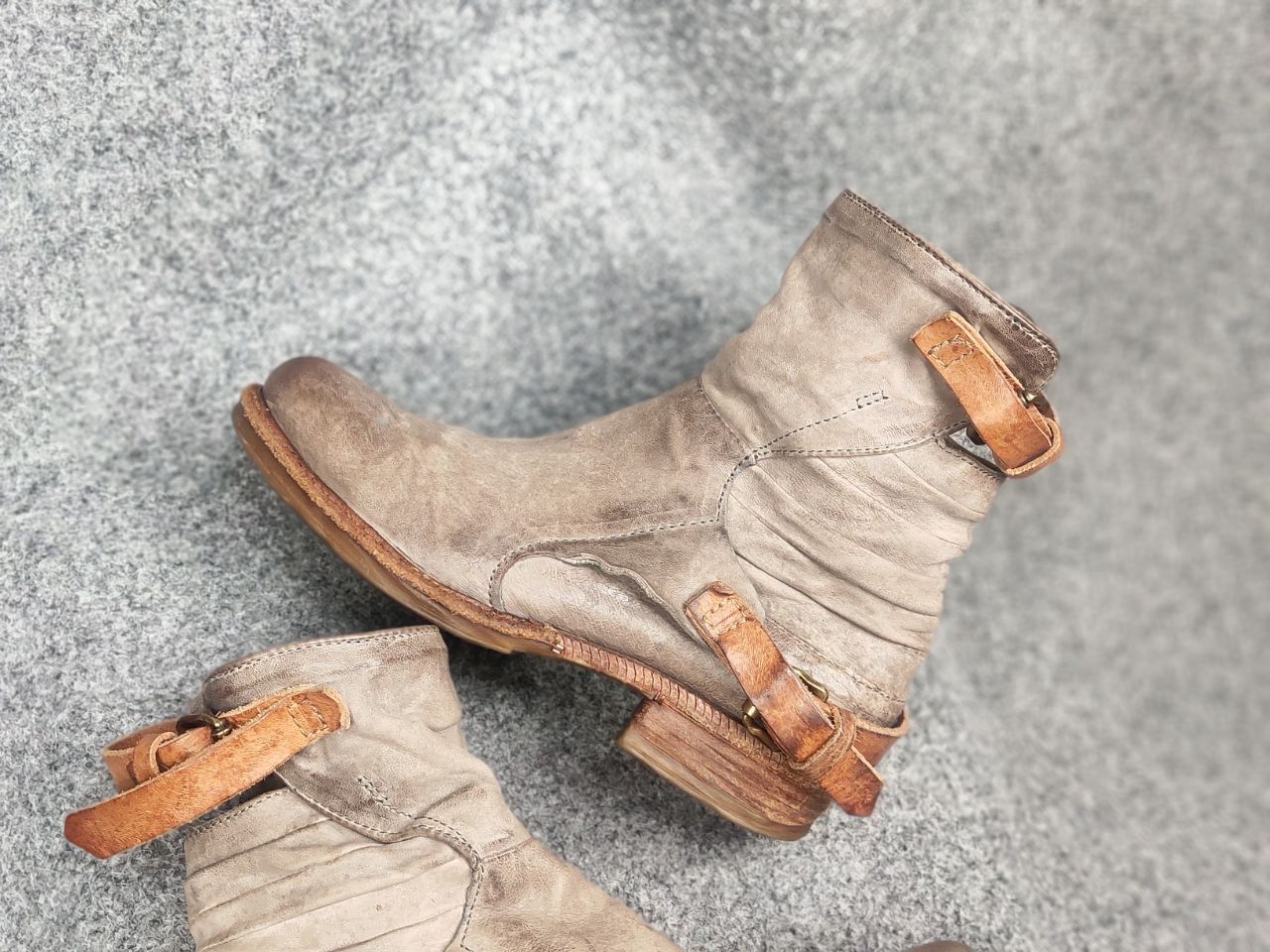 A.S.98 A.S.98 Design mummy Leather faded Ankle Zip Strap Boots Size US 9 / IT 39 - 4 Thumbnail
