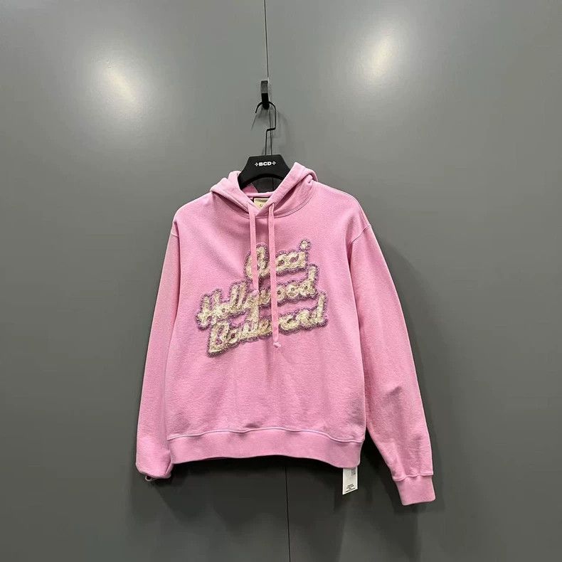 Gucci Pink Sequin Logo Hoodie Size XS - dmc