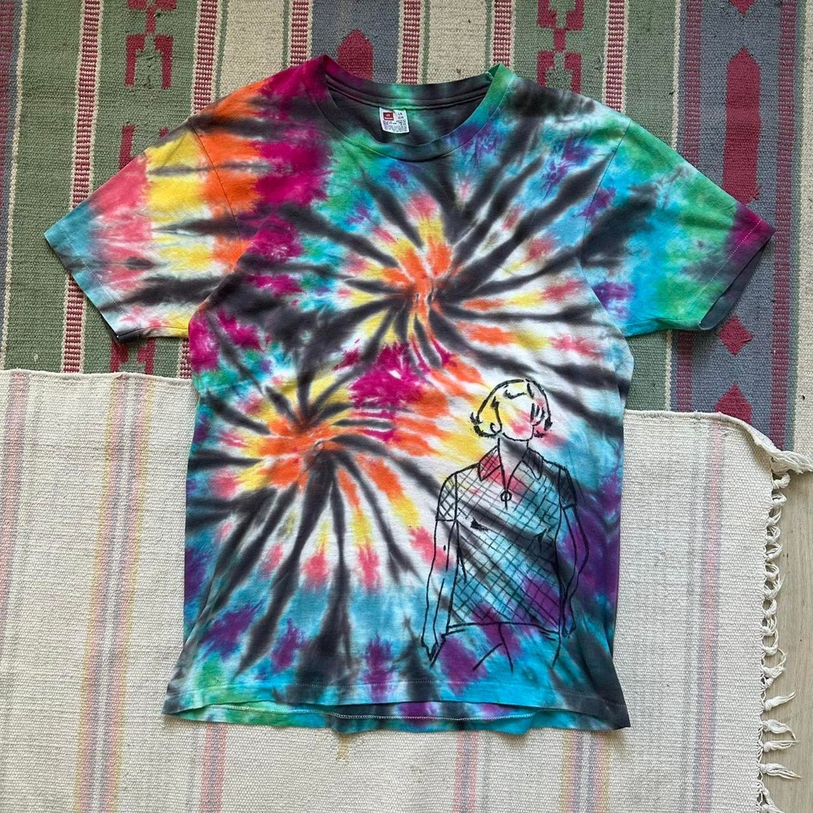 ICONIC RARE VINTAGE 70S HAPPY GIRL CUSTOM TIE DYE SHIRT