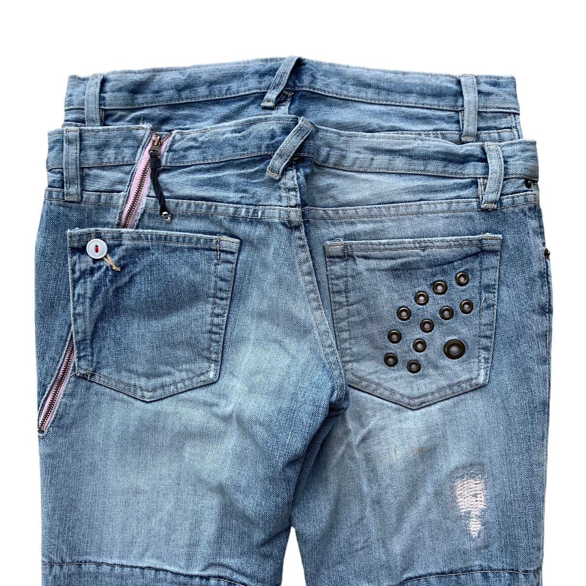 PPFM Rare PPFM Japanese Double Waist Studded Punk Denim Jeans Size US 31 - 6 Thumbnail