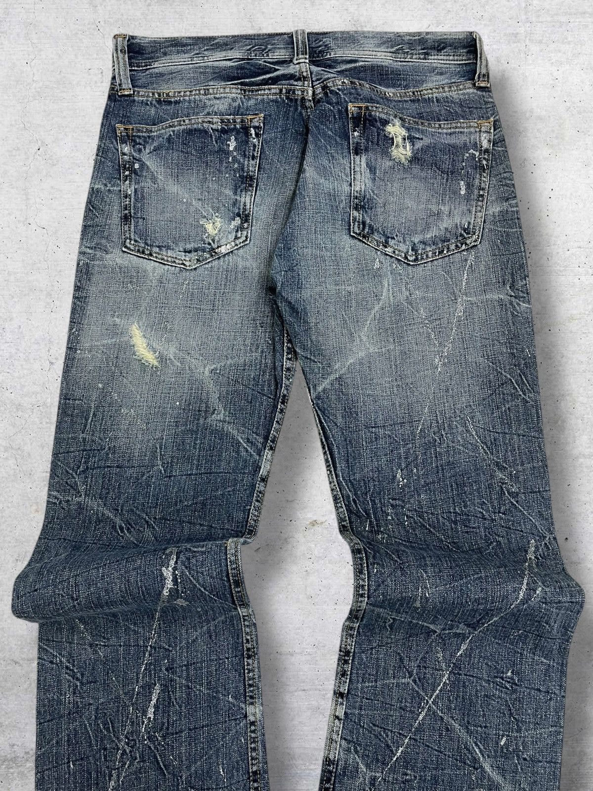Tornado Mart VINTAGE JAPAN FLARED RIPPED DISTRESSED SPLASH SEMANTIC DENIM Size US 32 / EU 48 - 10 Thumbnail