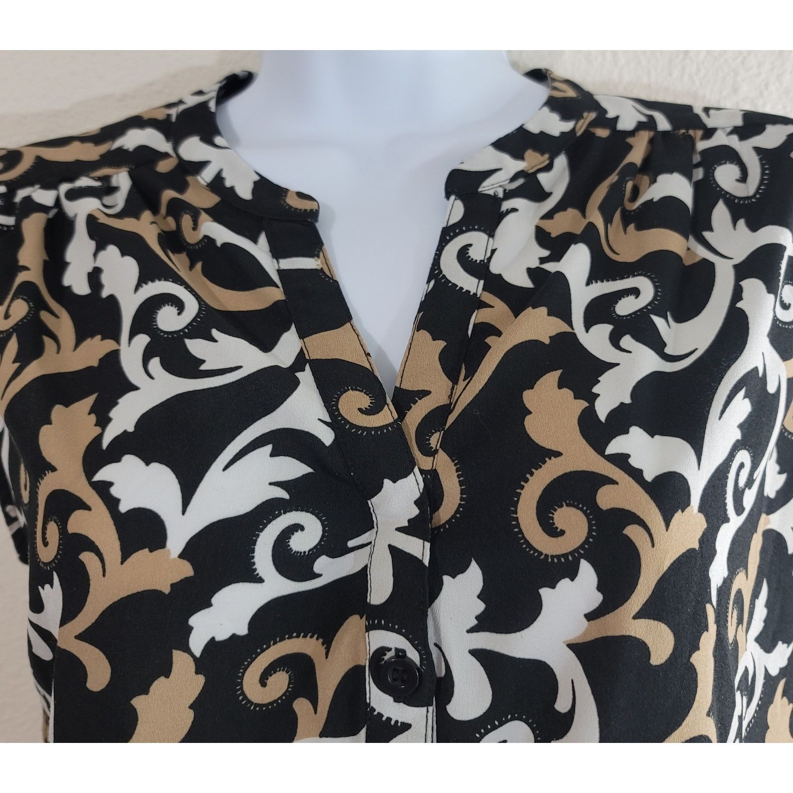 Other New York & Company Black Brown Floral Print Sleeveless Top M Size M / US 6-8 / IT 42-44 - 2 Thumbnail