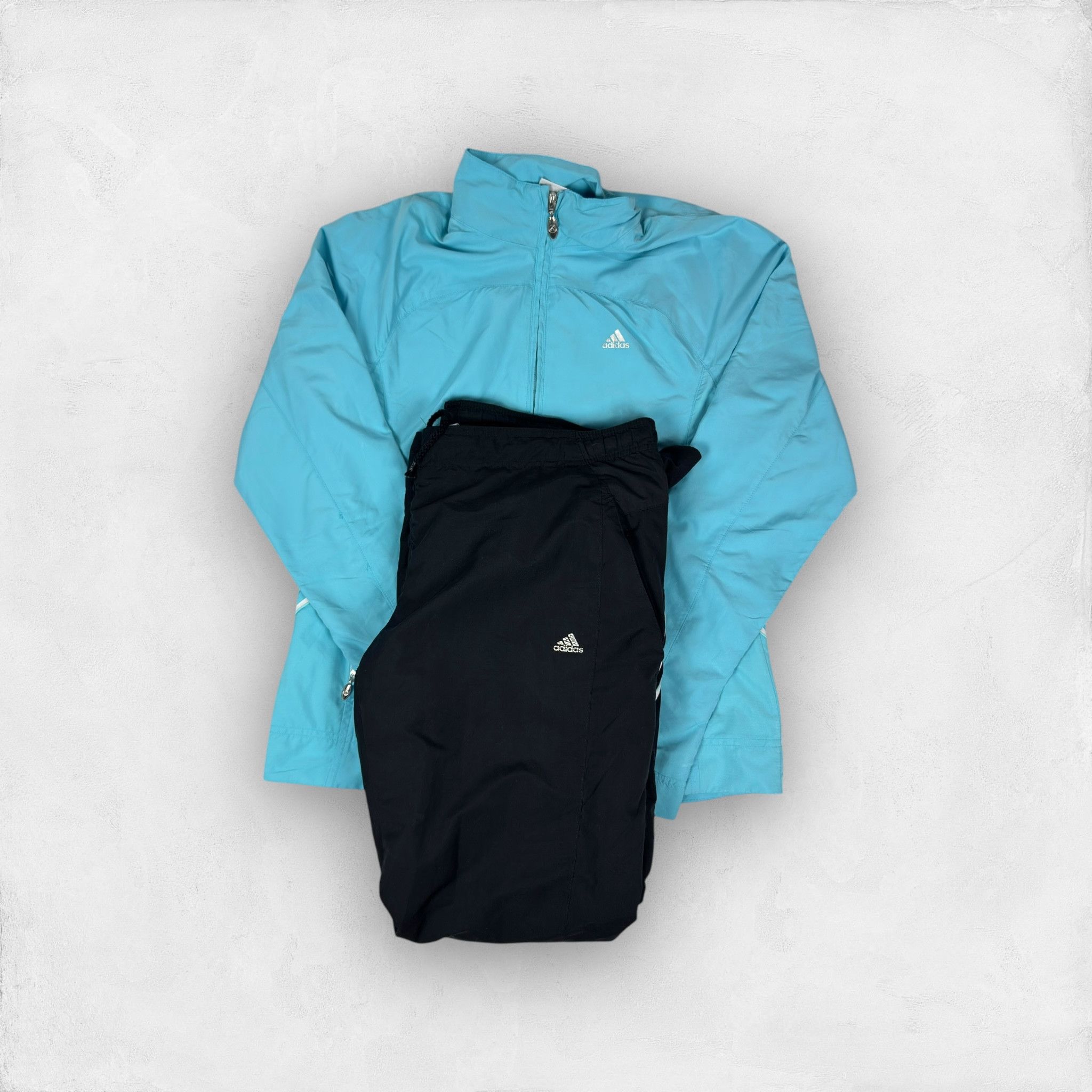 Adidas × Vintage Adidas Womens Aqua Black Mesh Lined Full Zip Tracksuit Small Size S / US 4 / IT 40 - 1 Thumbnail