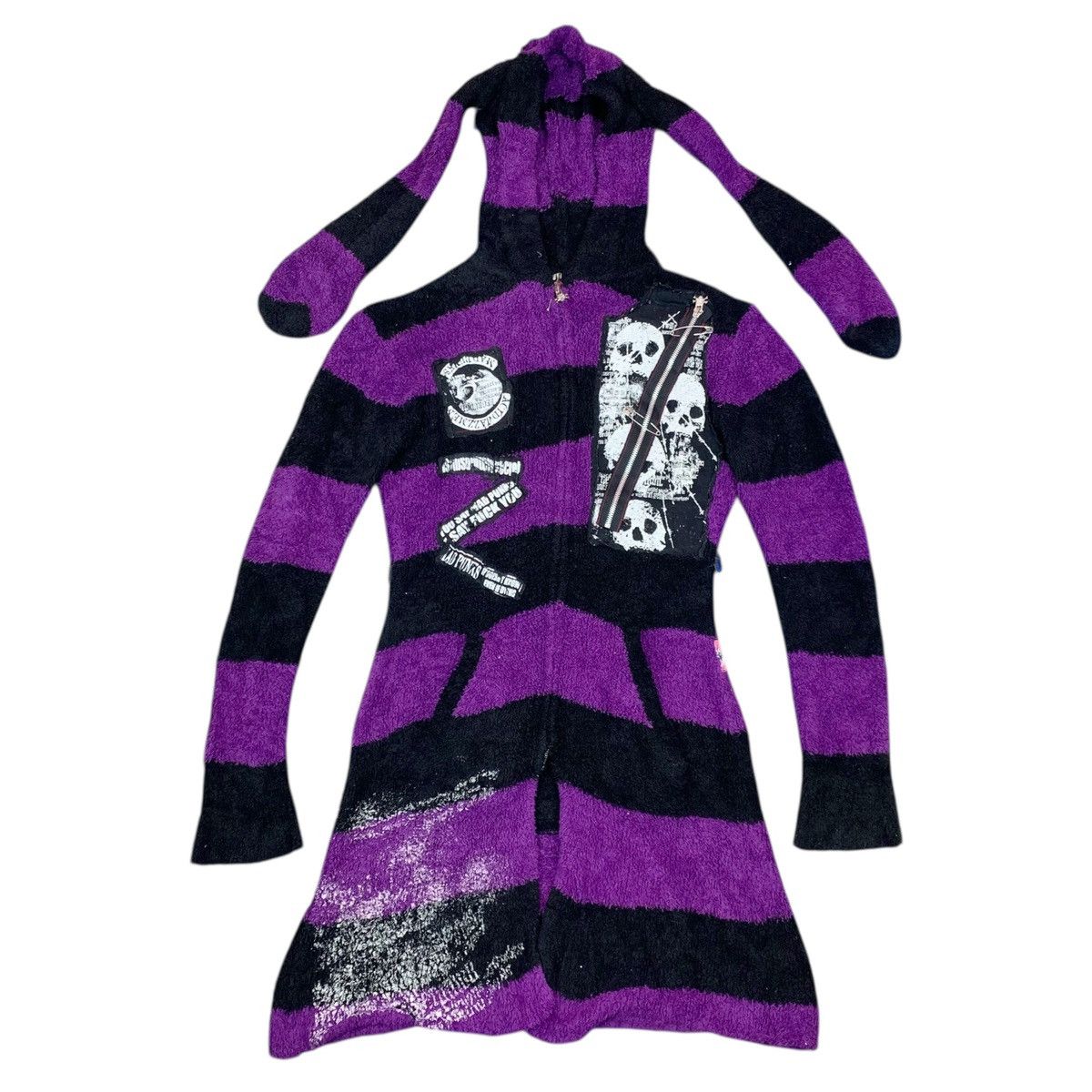 Japanese Brand Vintage Mad Punks Patchwork Cardigan Hoodie Sweater Gothic Size US S / EU 44-46 / 1 - 1 Thumbnail