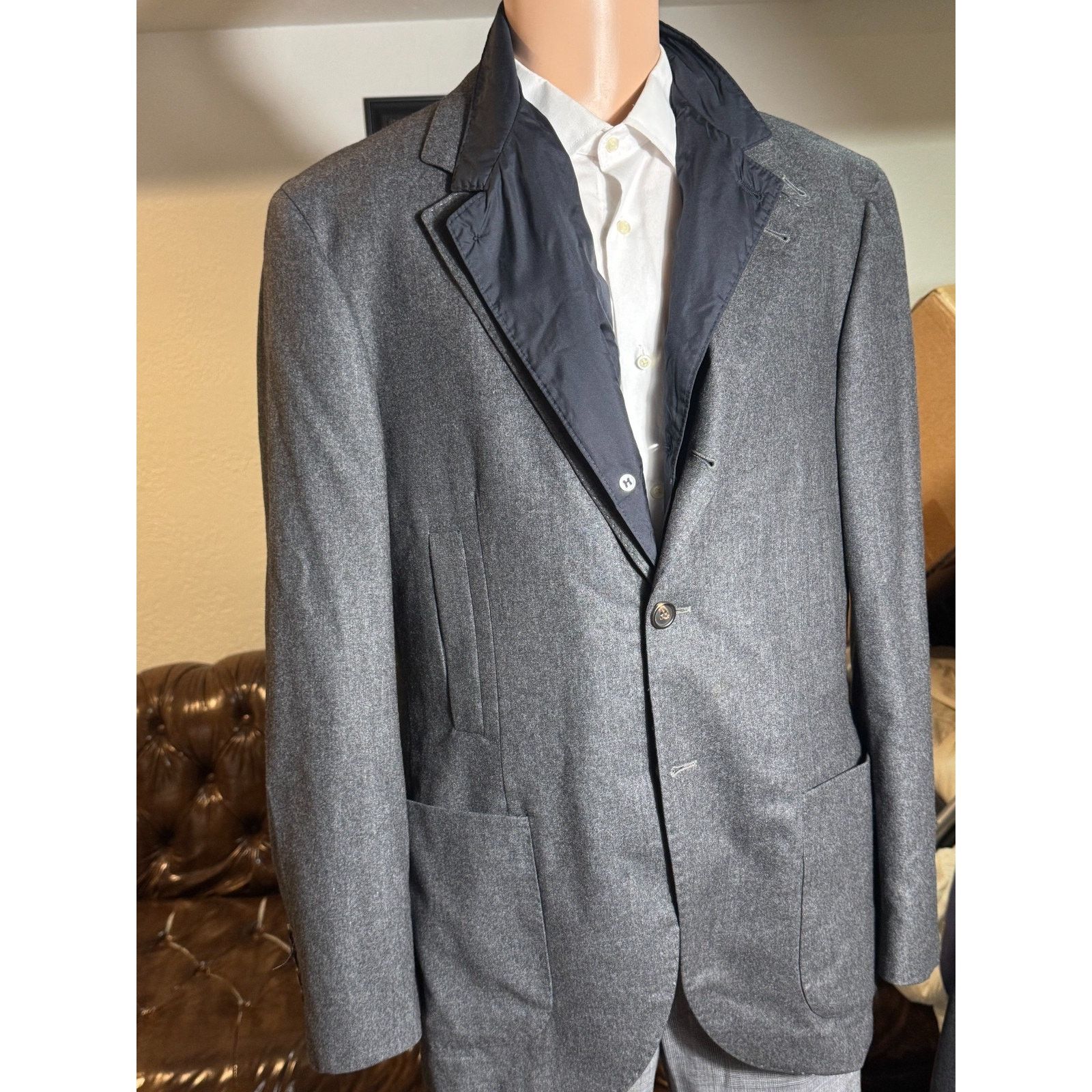 Brunello Cucinelli Brunello Cucinelli Hybrid Gray Cashmere Blazer Nylon Vest 52 Size US L / EU 52-54 / 3 - 15 Thumbnail