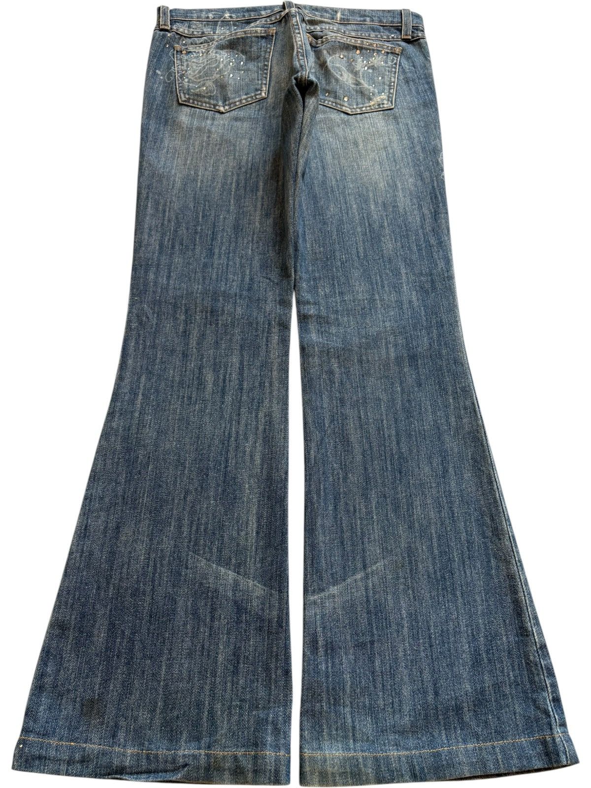 Japanese Brand Vintage Japanese Brand Mud Wash Distressed Bellbottom Jeans Size 31" - 2 Thumbnail