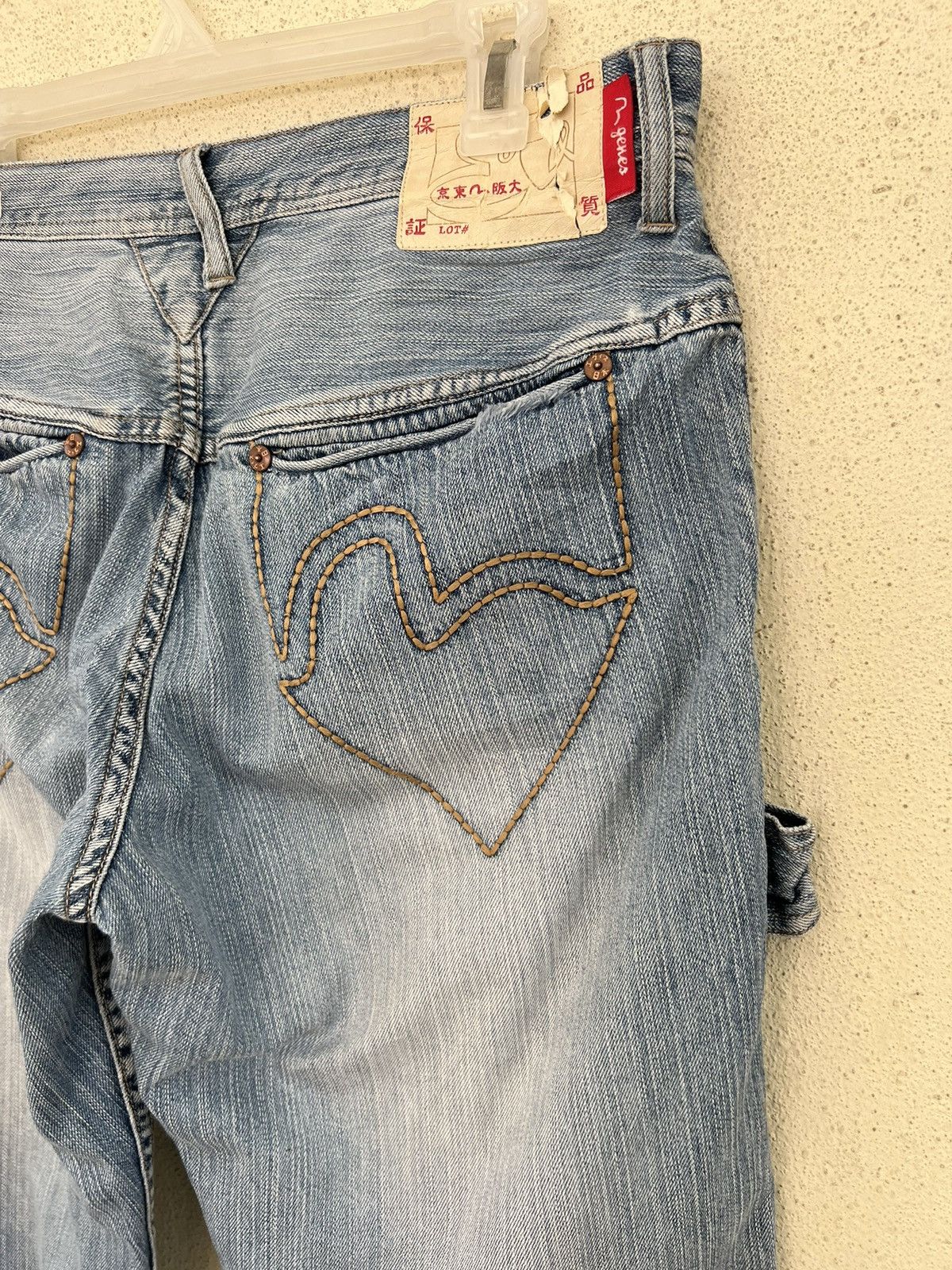 Evisu Vintage Evisu Distressed Fade Denim Double Knee Jeans Size US 31 - 20 Thumbnail