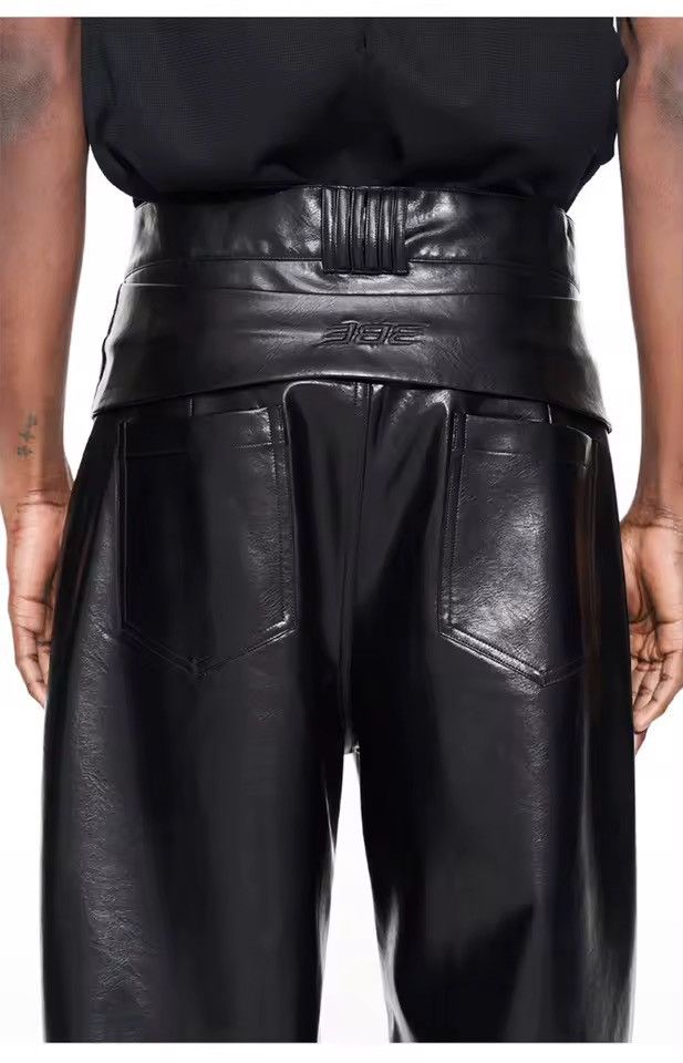 Other Casual Streetwear Gothic PU Leather Straight Pants Trousers Size US 34 / EU 50 - 7 Thumbnail