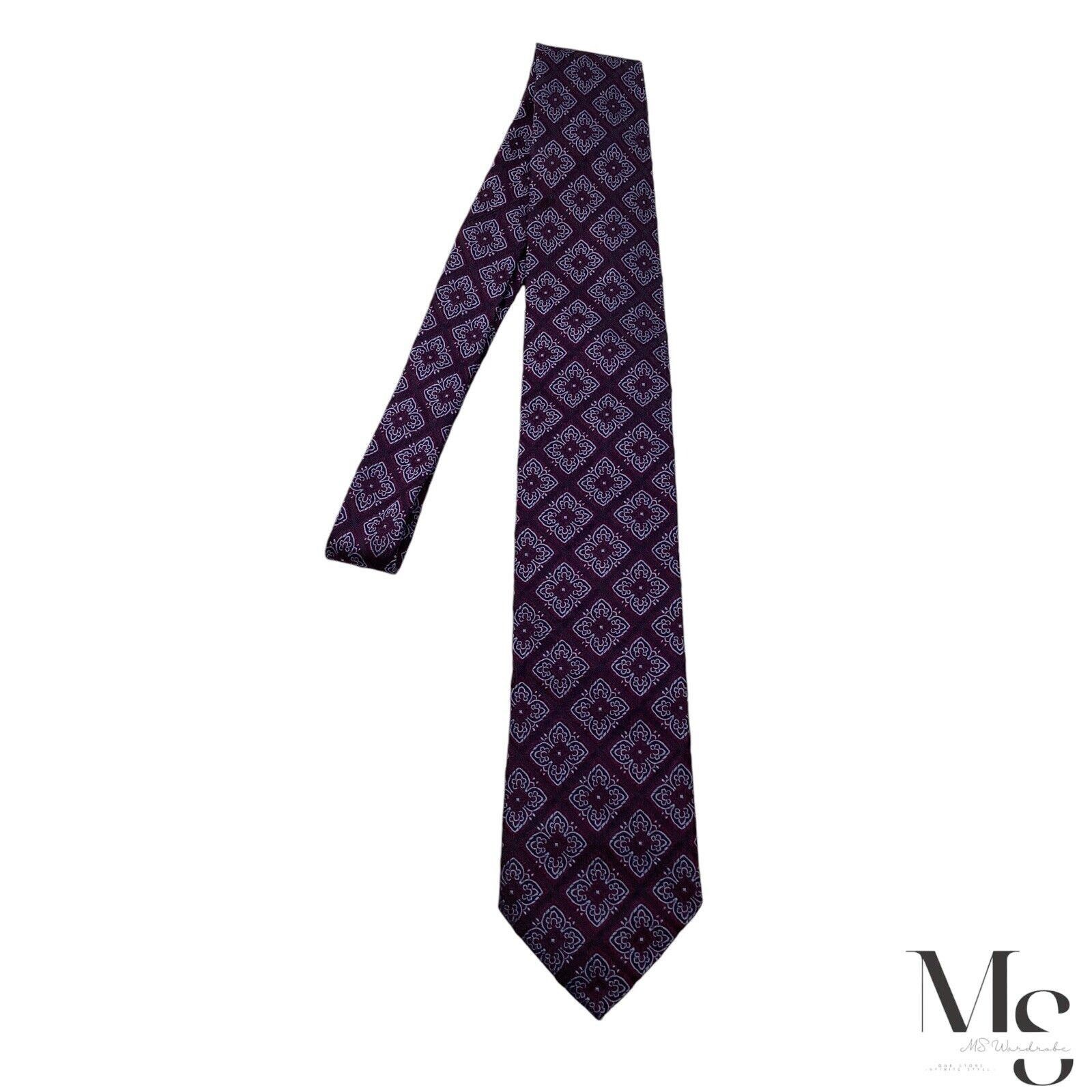 Romeo Gigli ROMEO GIGLI Purple Floral Silk Tie Made In Italy W: 3.25" EX Size ONE SIZE - 6 Thumbnail